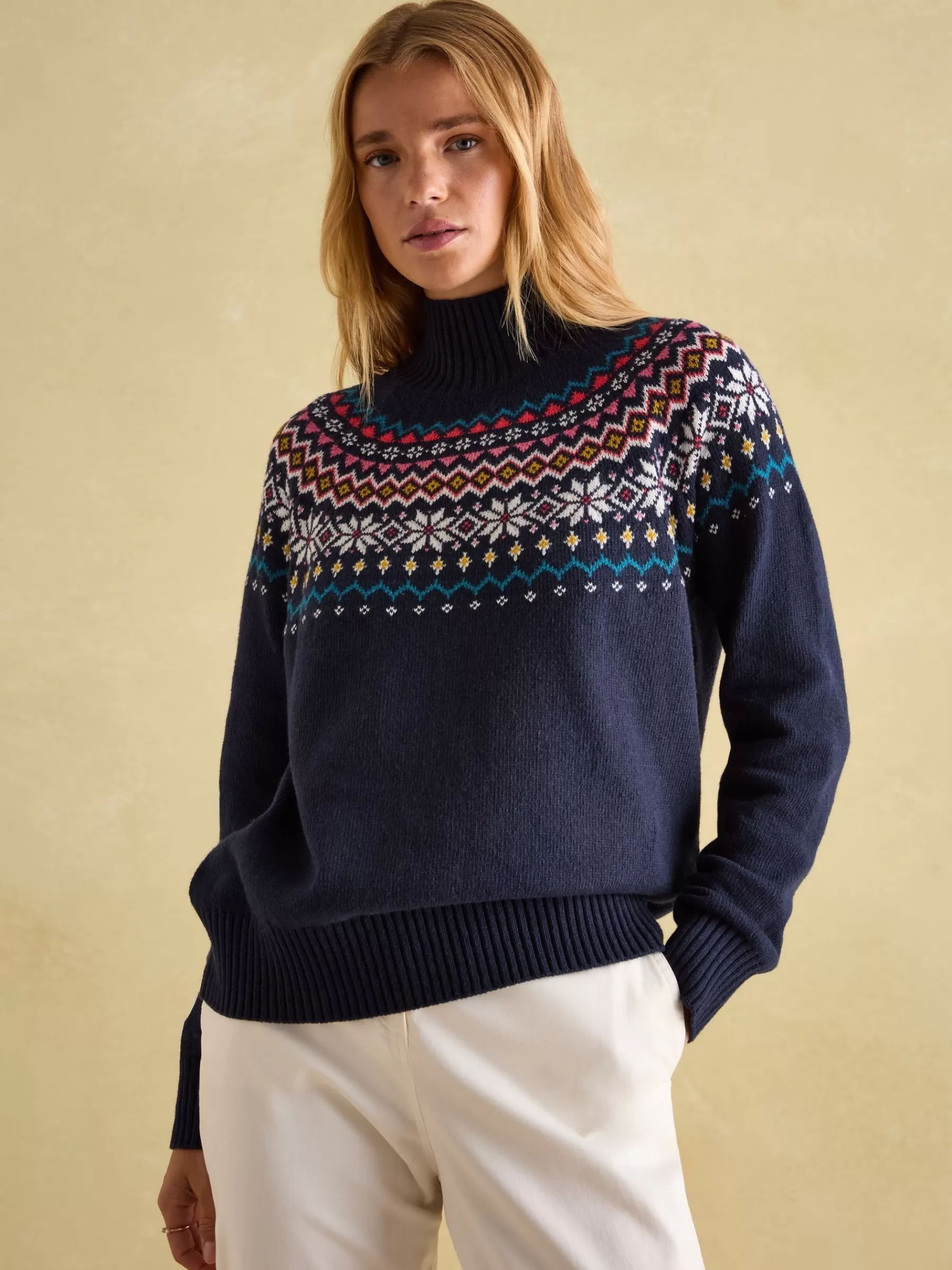 Joules Alba Fair Isle Jumper Navy Cheap