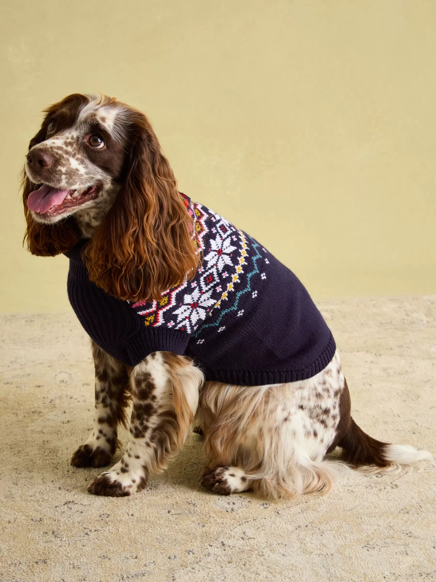 Joules Alba Knitted Fair Isle Dog Jumper Navy Fashion