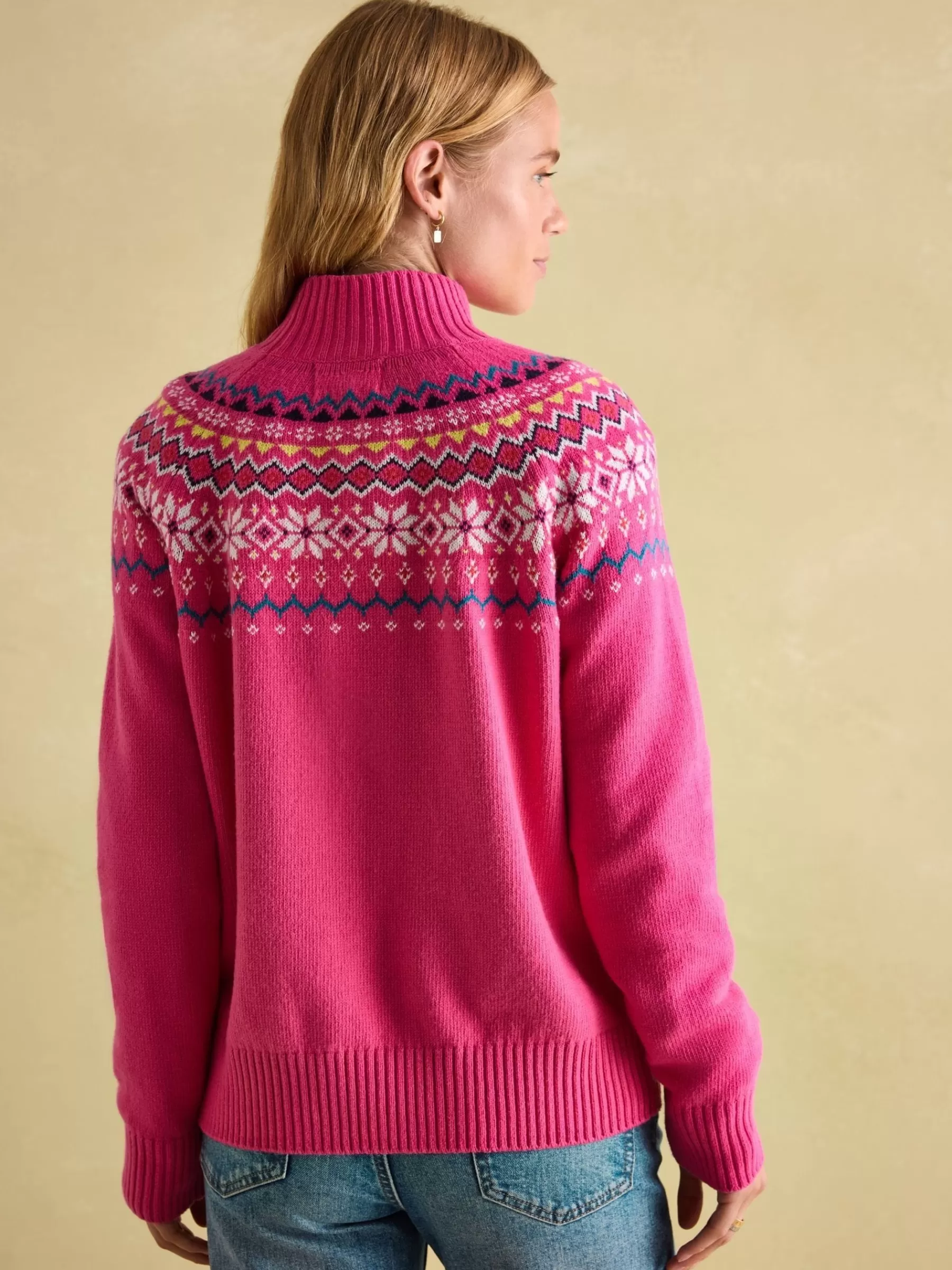 Joules Alba Fair Isle Jumper Pink New