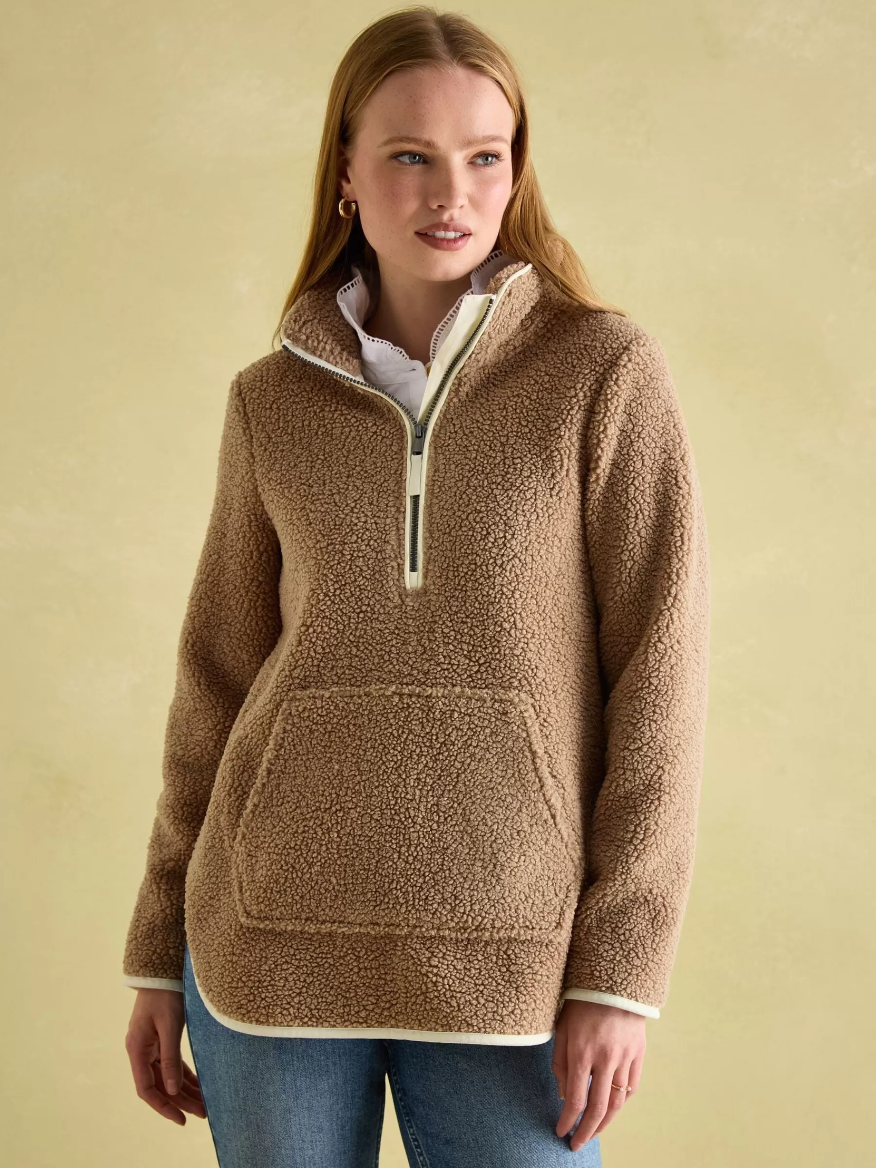 Joules Aldeburgh Tan Brown Quarter Zip Fleece TanBrown Online