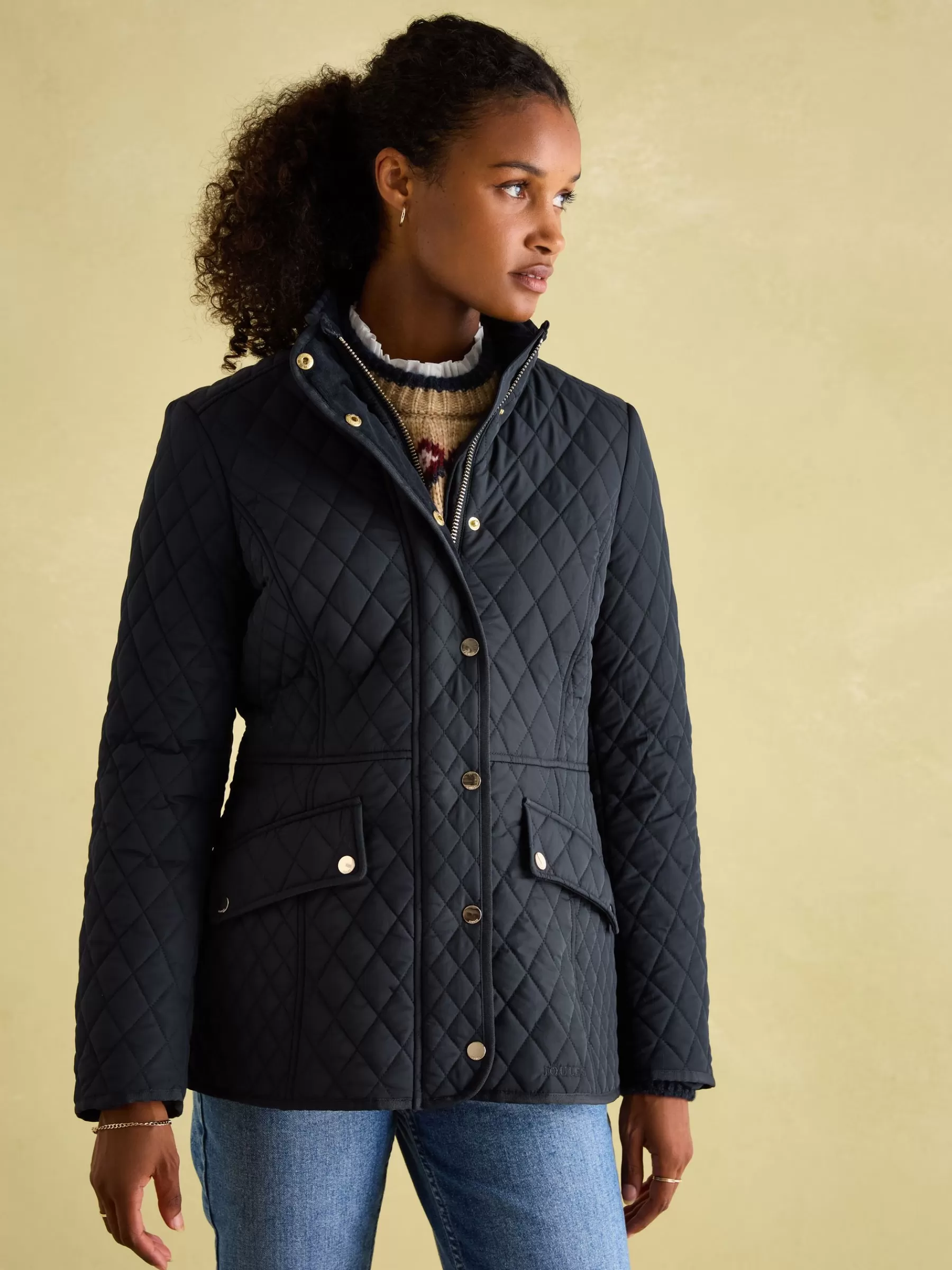 Joules Allendale Navy Blue Showerproof Diamond Quilted Coat NavyBlue Fashion