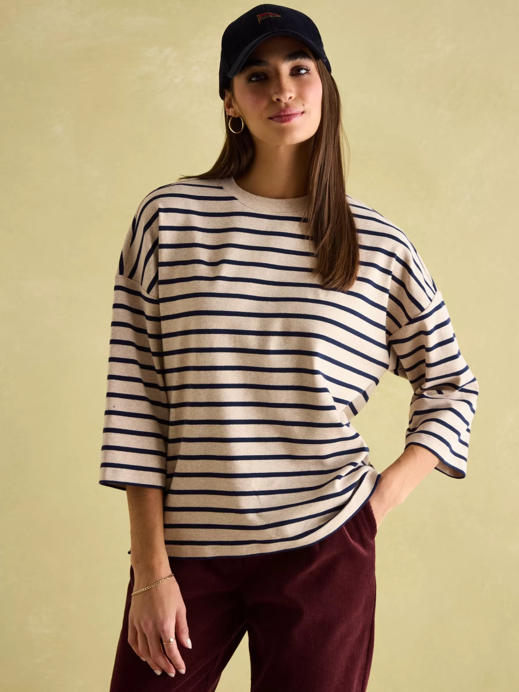 Joules Amelia Top with 3/4 Length Sleeves Oat Sale