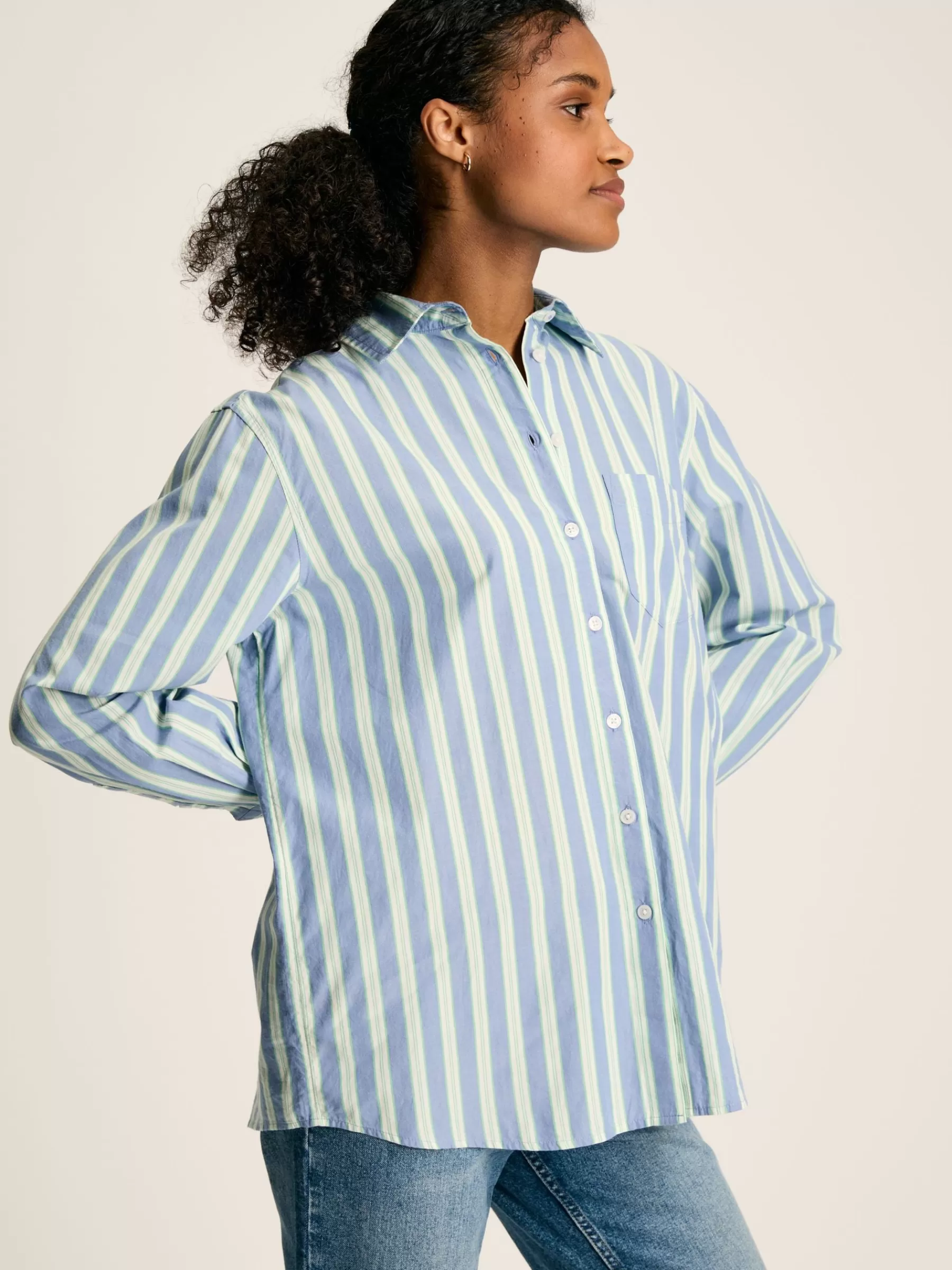 Joules Amilla Cotton Shirt Blue/White Store