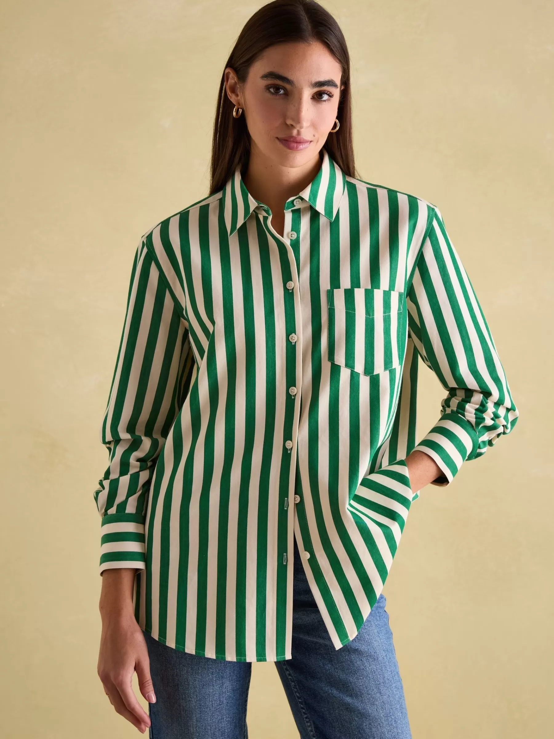 Joules Amilla Green & Cream Stripe Shirt Green&Cream Store