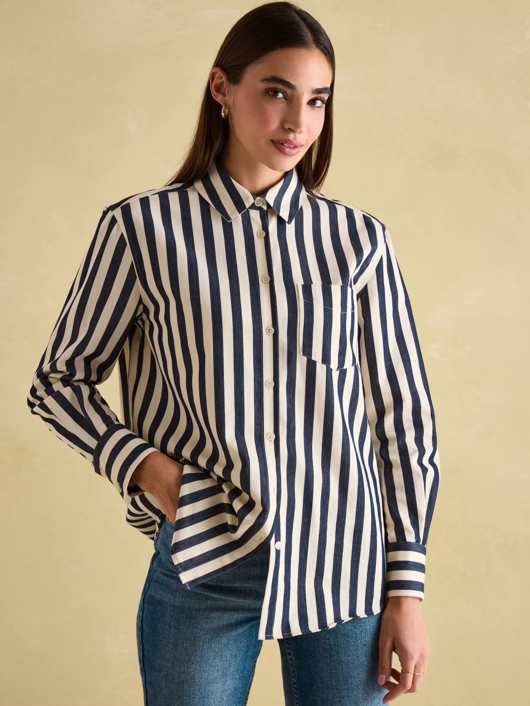 Joules Amilla Navy & Cream Stripe Shirt Navy&Cream Sale