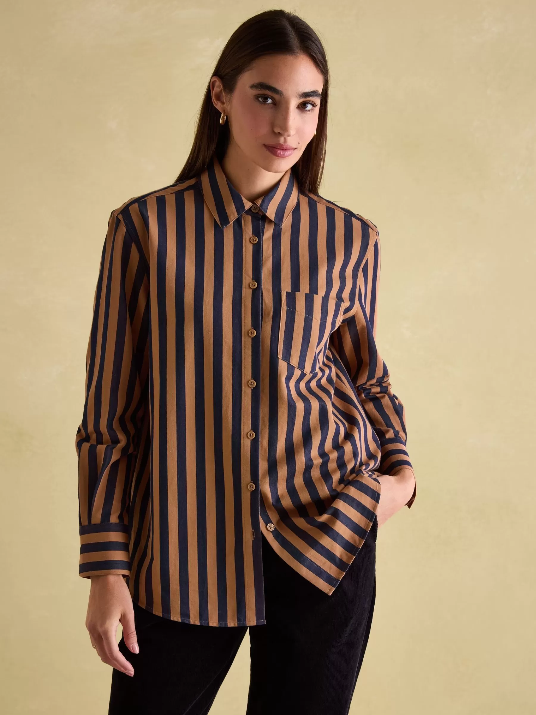 Joules Amilla Navy & Tan Stripe Shirt Navy&Tan New