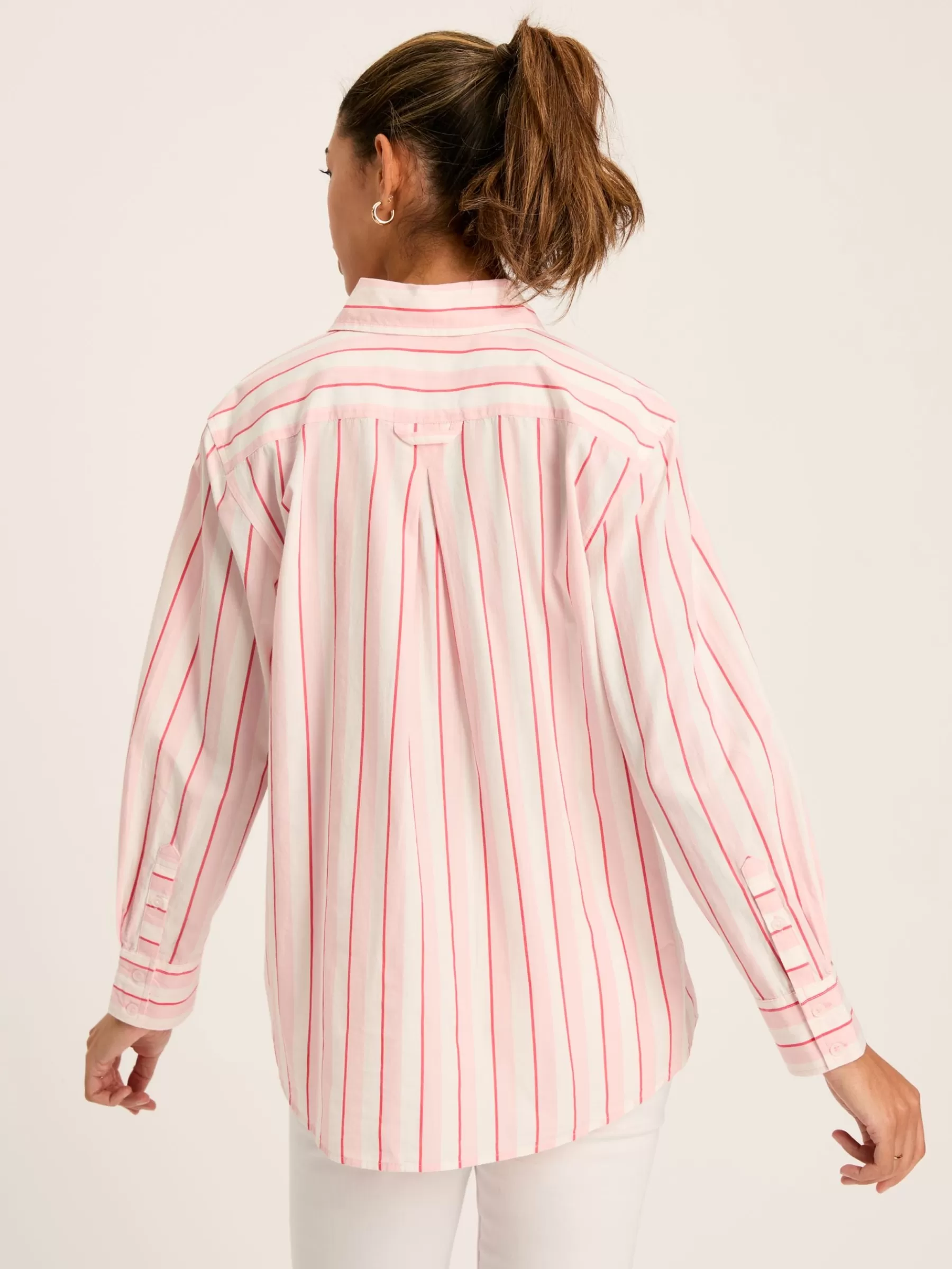 Joules Amilla Cotton Shirt Pink/White Hot