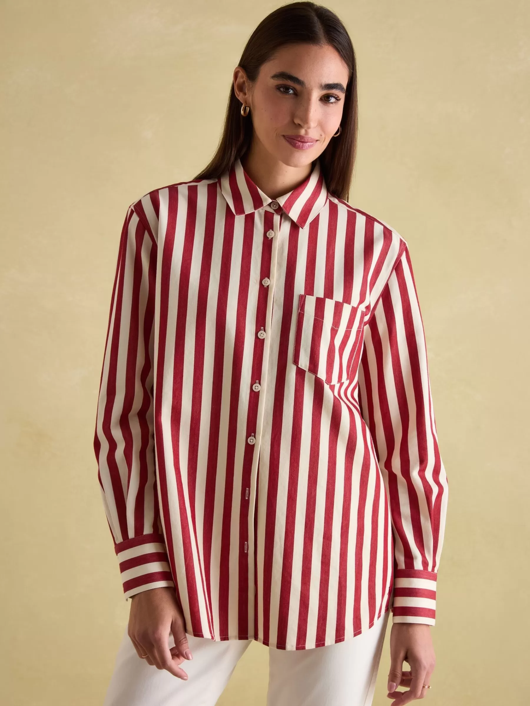 Joules Amilla Red & Cream Stripe Shirt Red&Cream Fashion