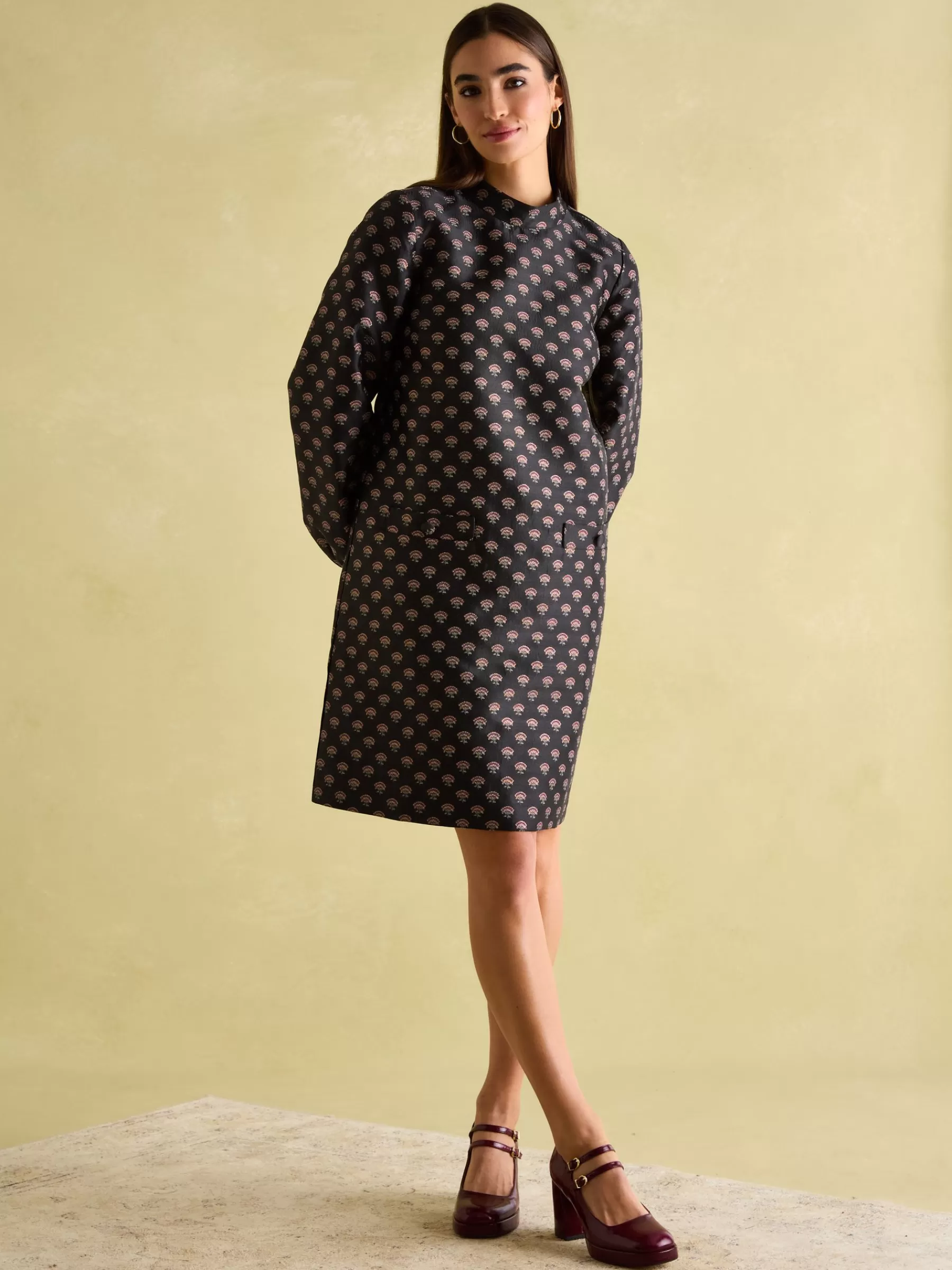 Joules Annalise Jacquard A-Line Dress Black Outlet