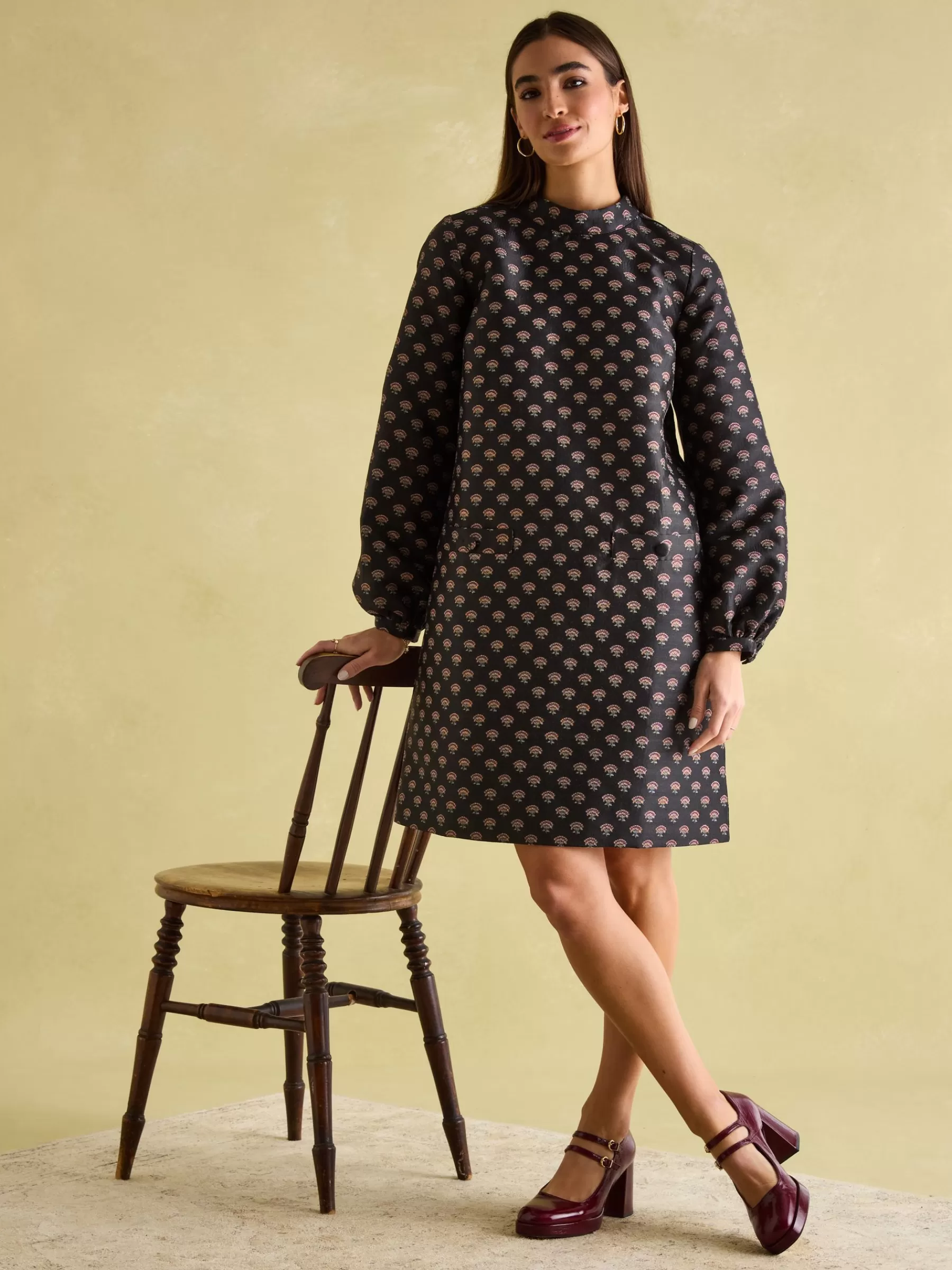 Joules Annalise Jacquard A-Line Dress Black Outlet