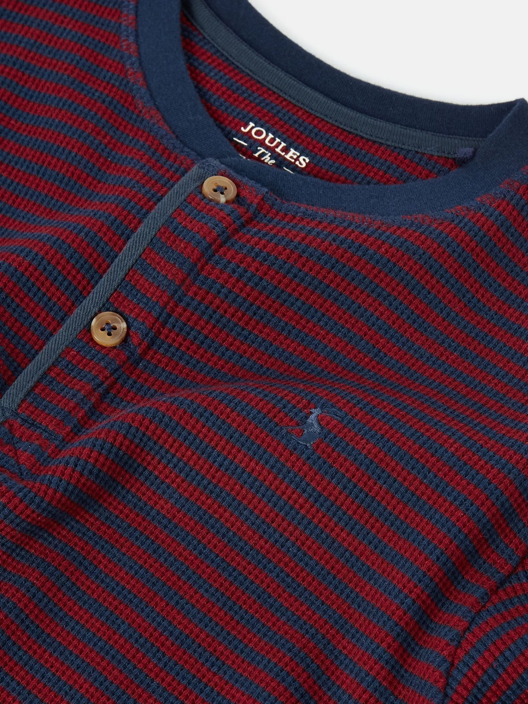 Joules Arthur Berry Red & Navy Stripe Henley Top BerryRed&NavyStripe Outlet