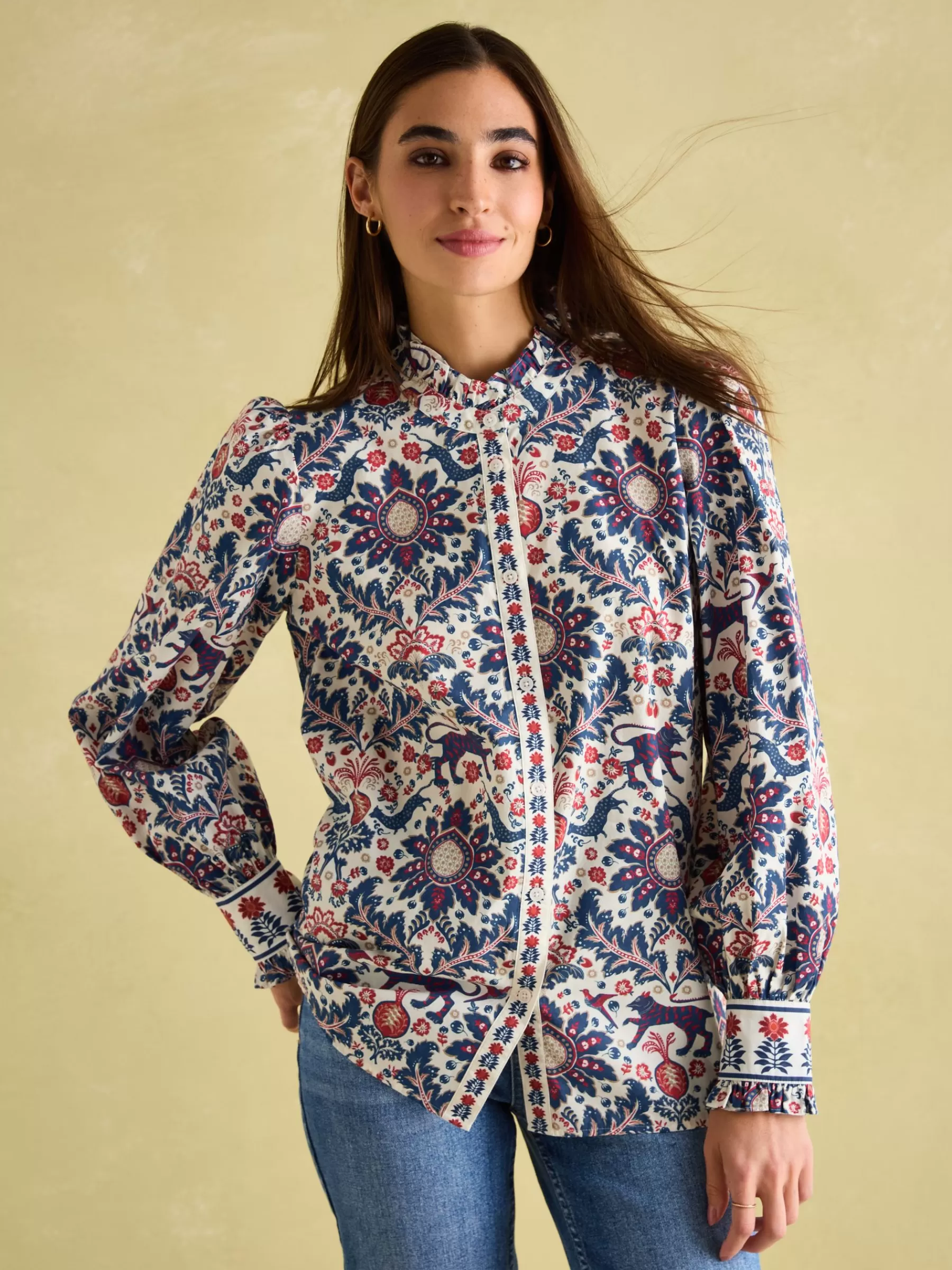 Joules Auretta Frill Neck Blouse Multi Store