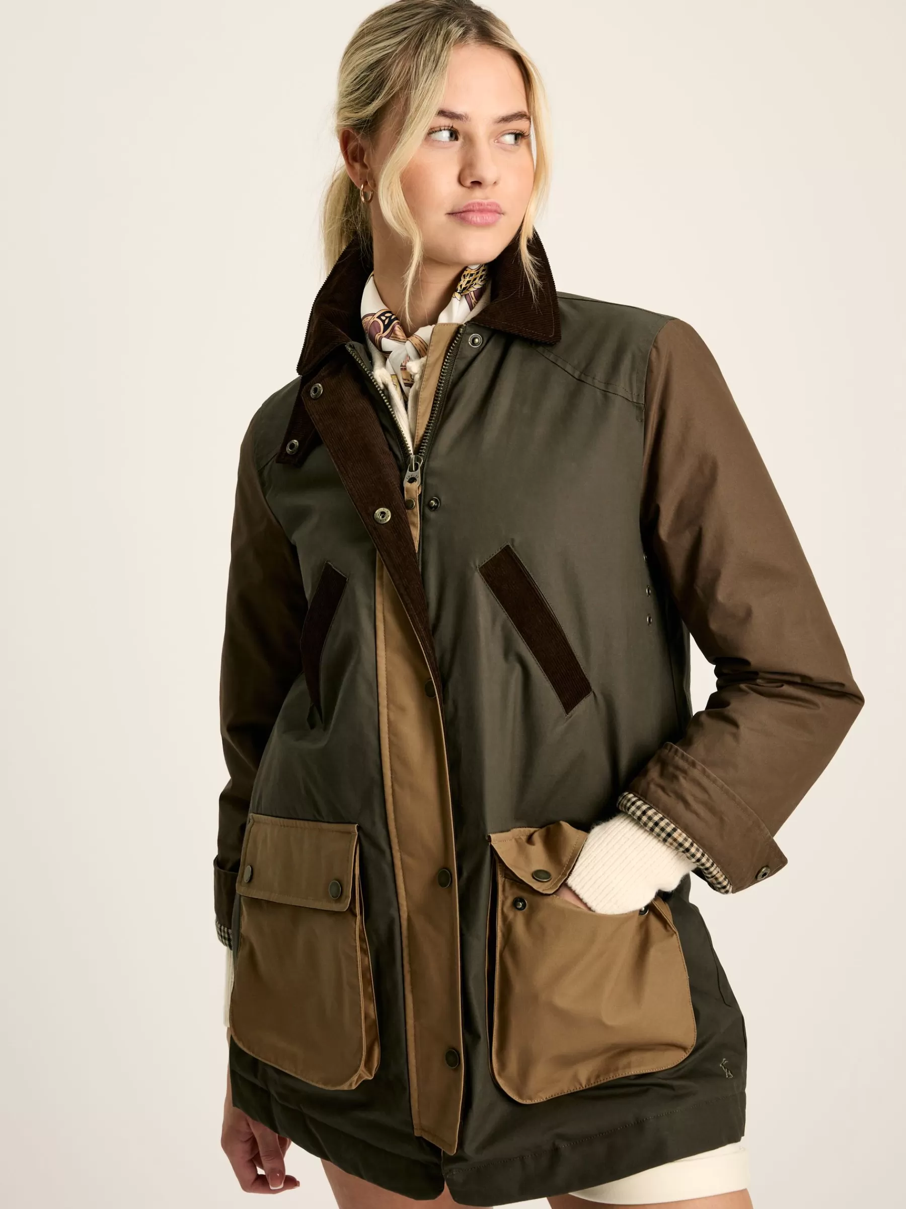 Joules Banbury Showerproof Dry Wax Coat Brown/Khaki Store