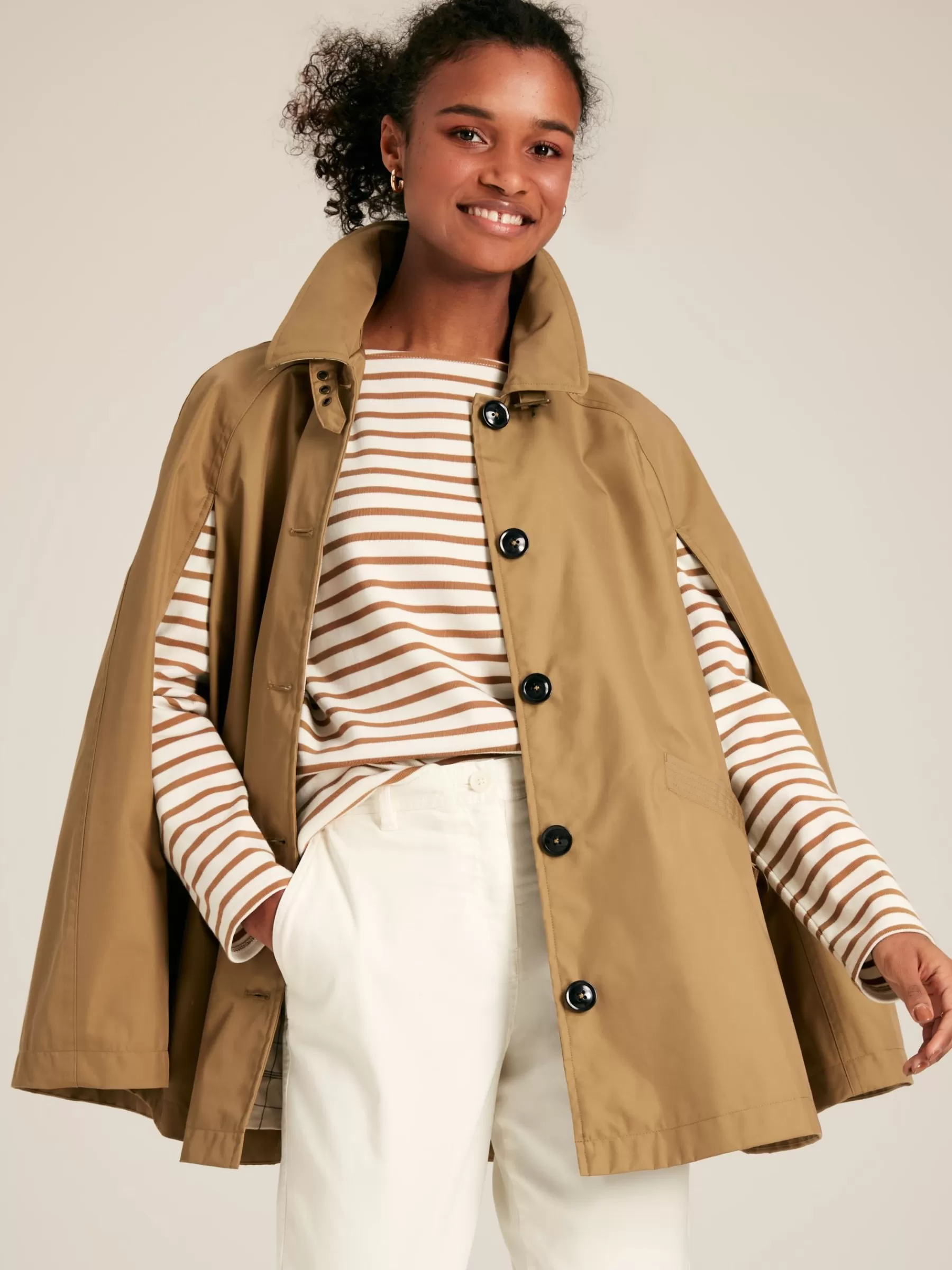 Joules Bibury Tan Brown Waterproof Cape Coat TanBrown Sale