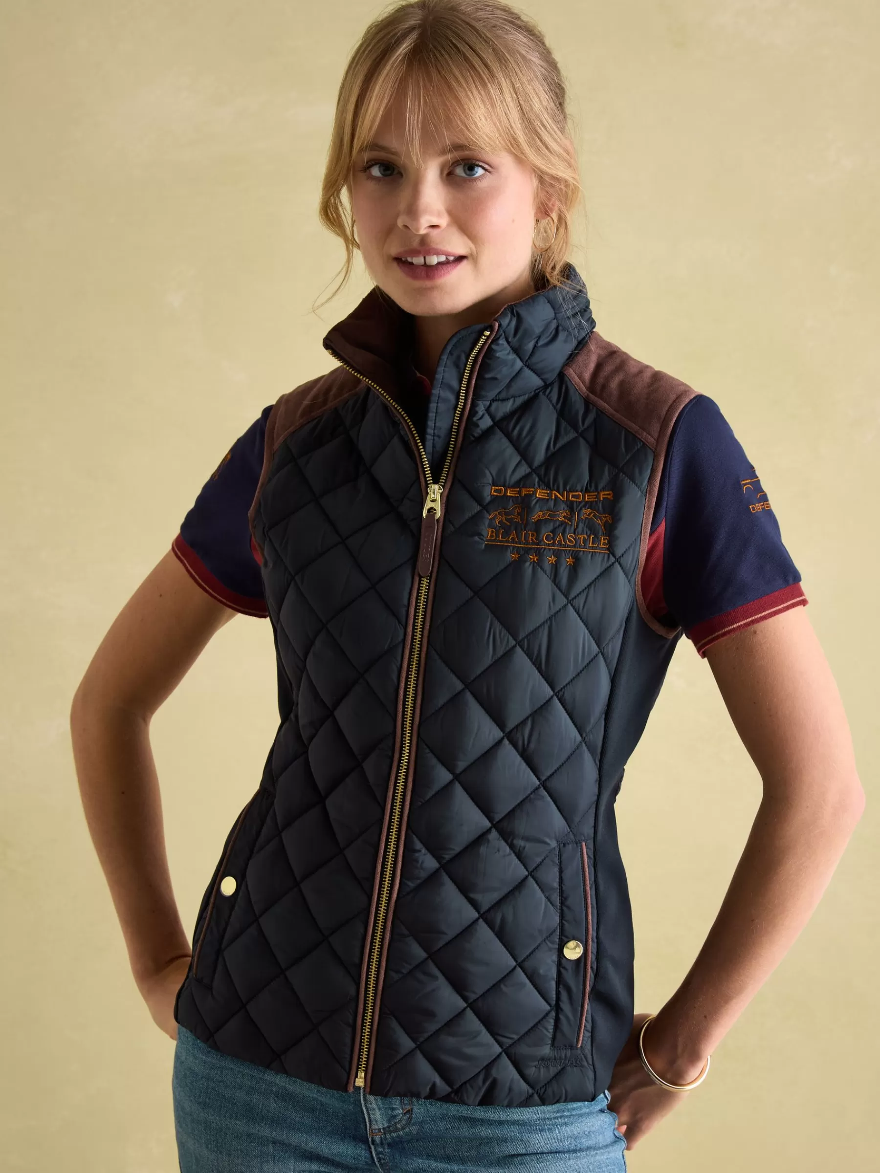 Joules Blair Braemar Diamond Quilted Gilet Navy Flash Sale