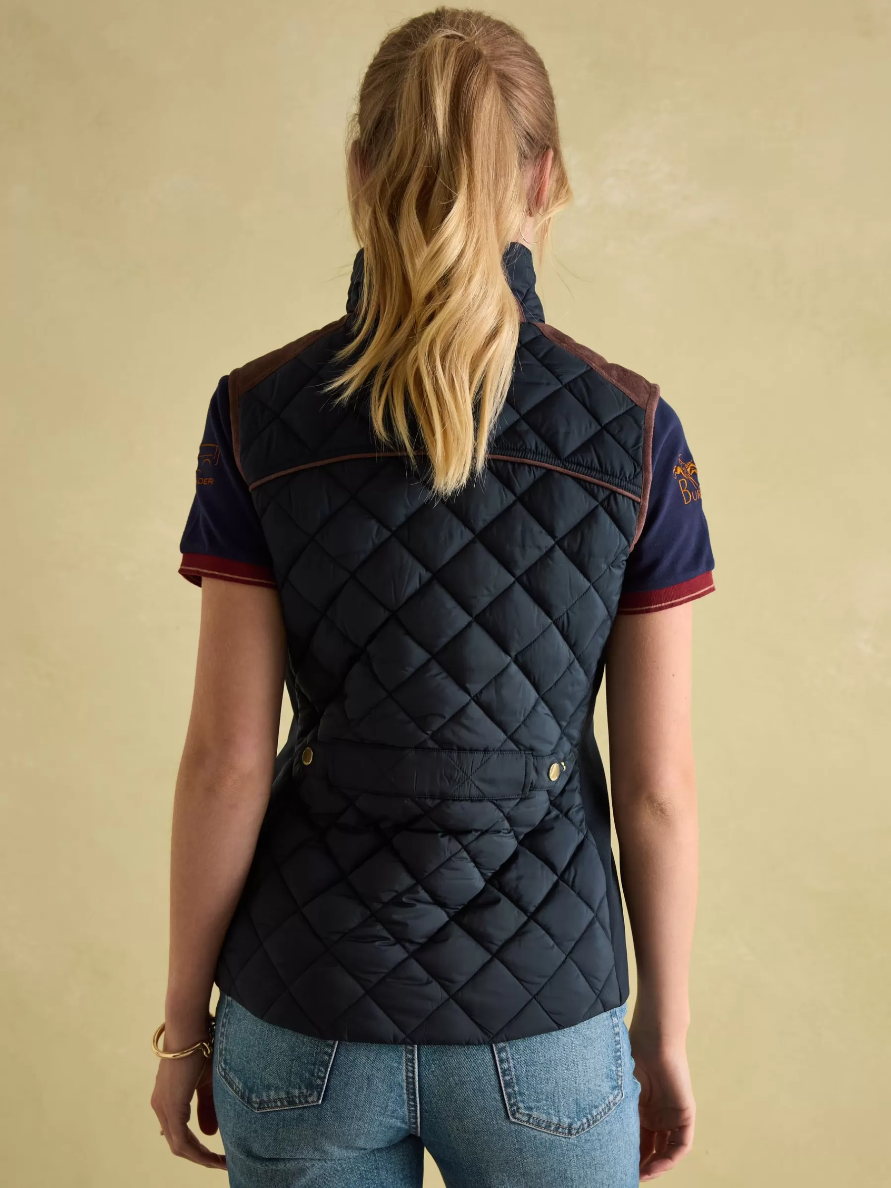 Joules Blair Braemar Diamond Quilted Gilet Navy Flash Sale