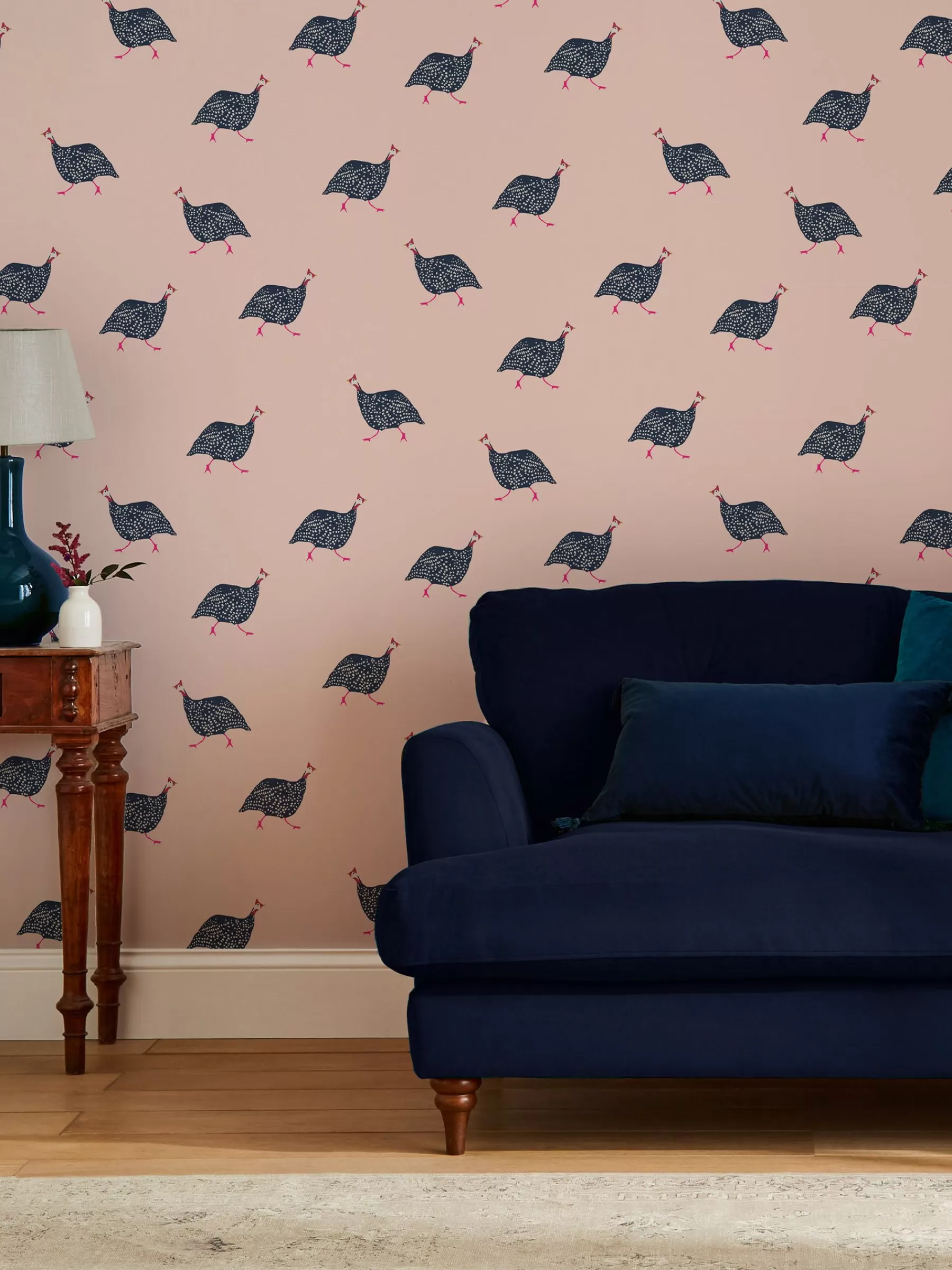 Joules Blush Pink Guinea Fowl 10M Wallpaper BlushPink Sale