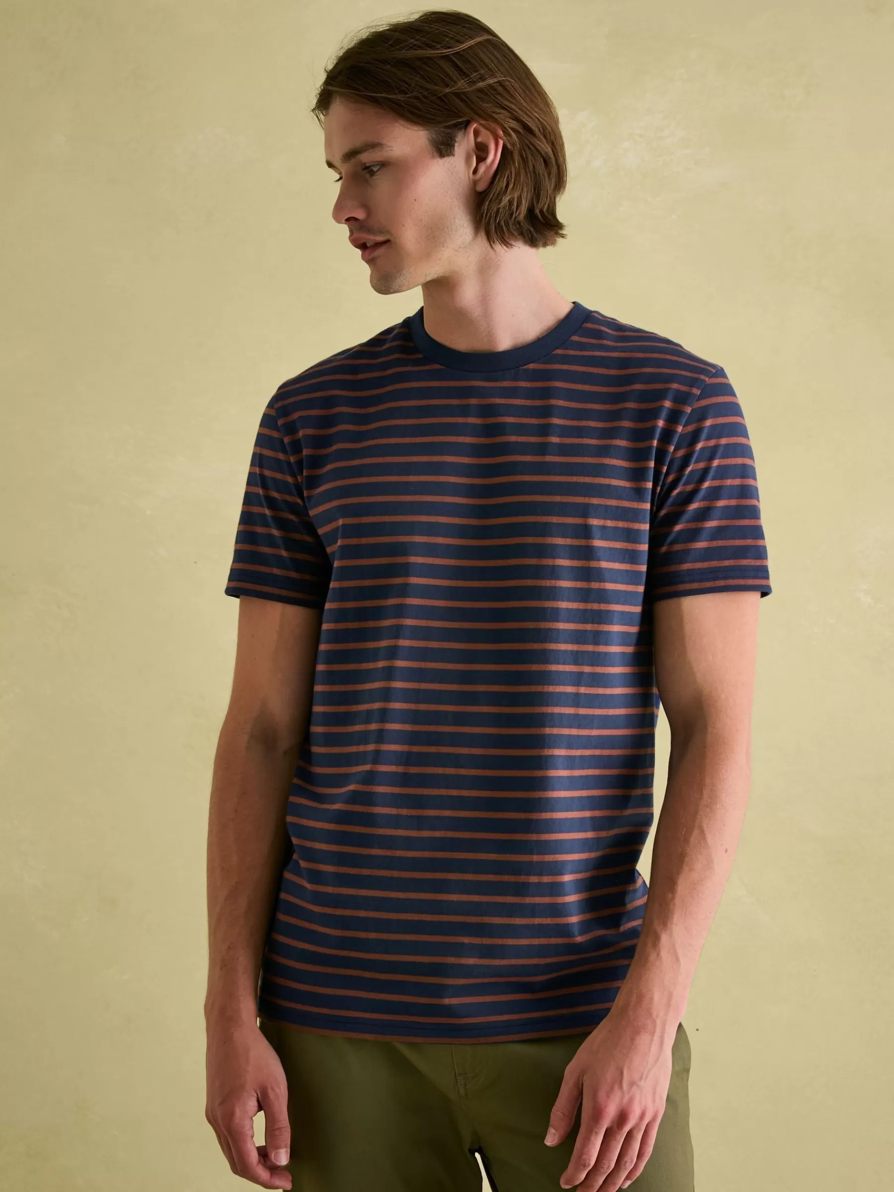 Joules Boathouse Brown & Navy Jersey Crew Neck T-Shirt Brown&Navy Online