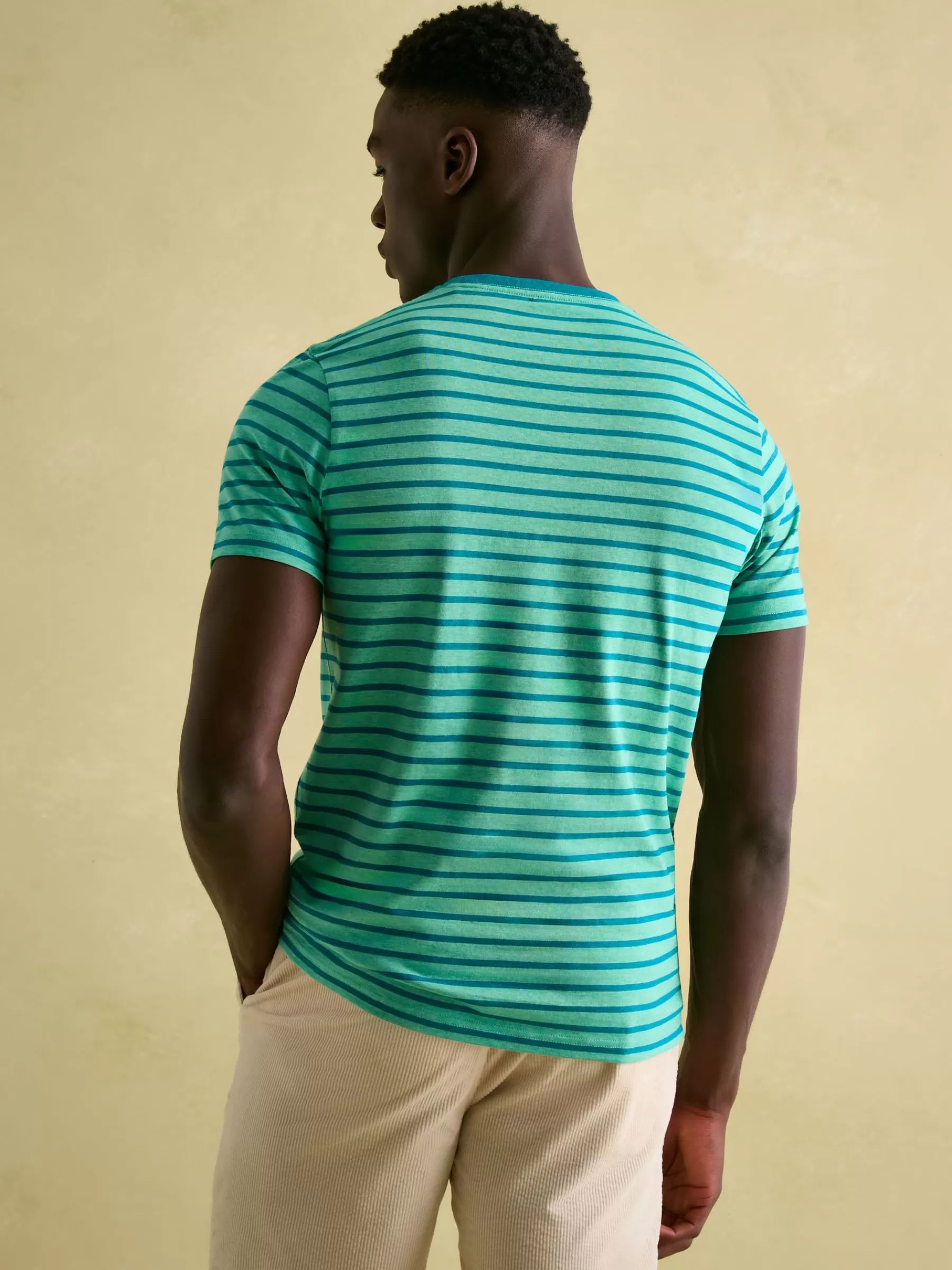 Joules Boathouse Green Stripe Jersey Crew Neck T-Shirt GreenStripe Clearance