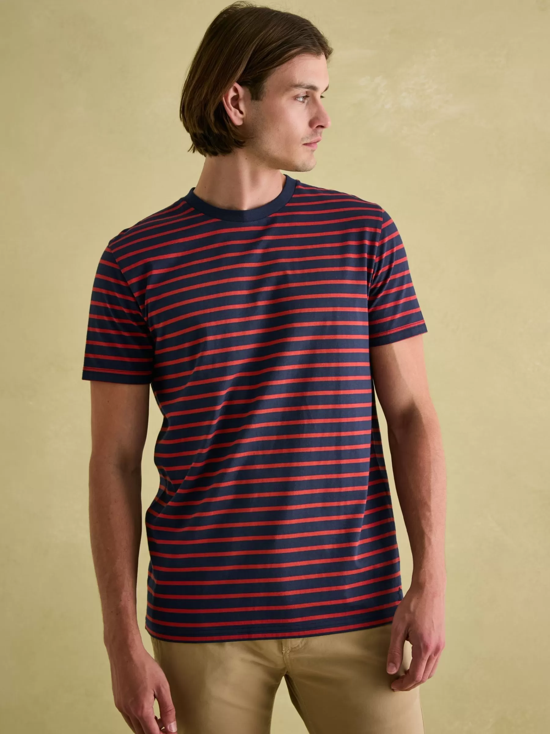 Joules Boathouse Jersey Crew Neck T-Shirt Orange/Navy Best Sale