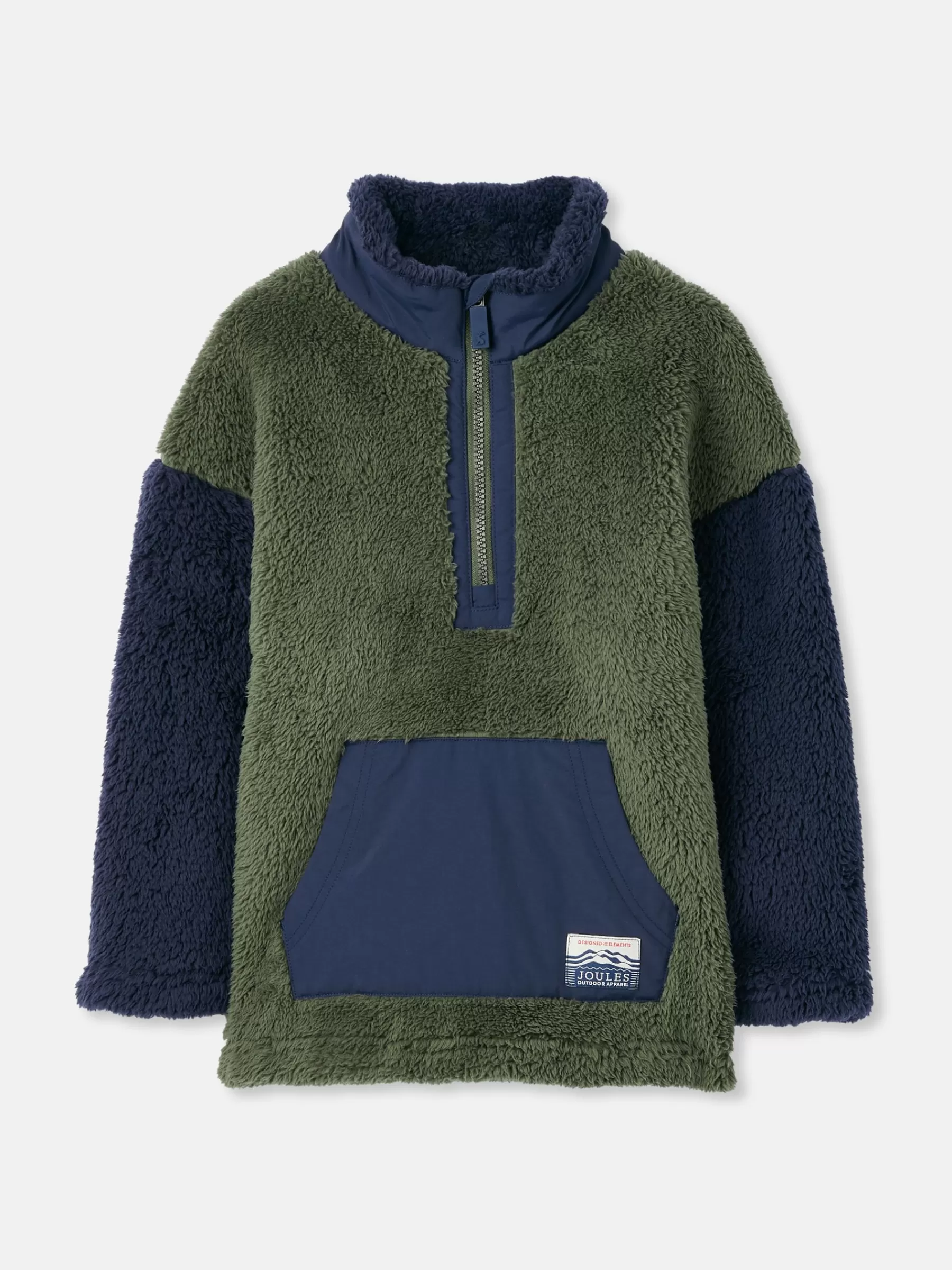 Joules Boys' Always Cosy Half Zip Borg Fleece Green/Navy Best Sale