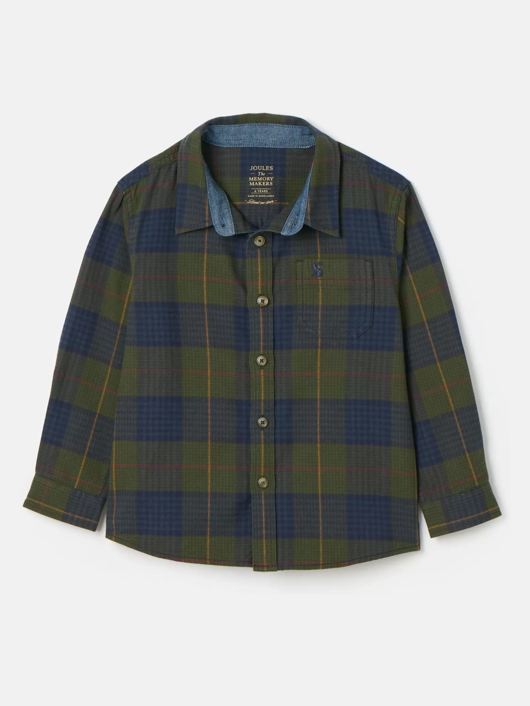 Joules Boys' Buchanan Checked Shirt Green Fashion