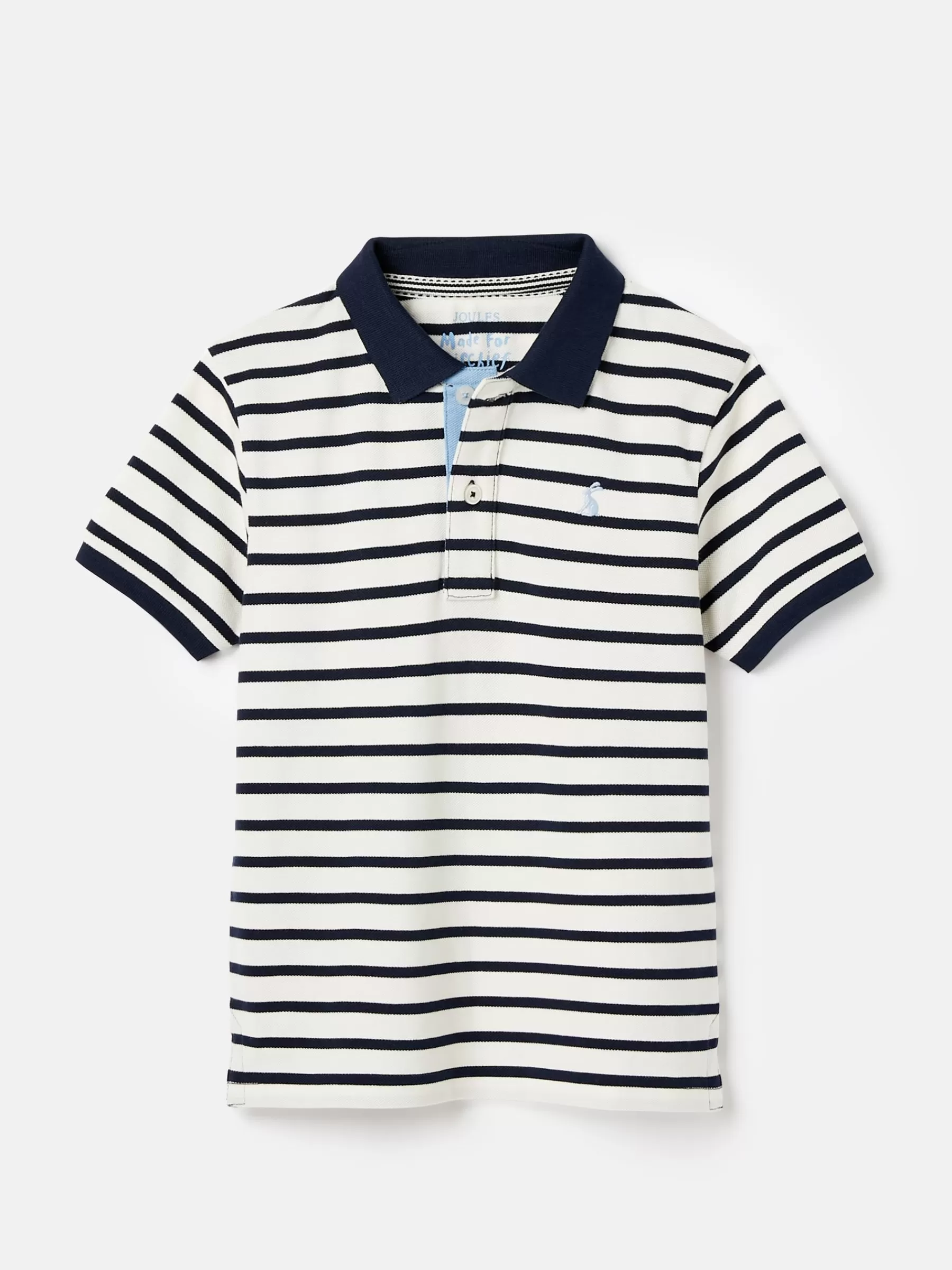 Joules Boys' Filbert Navy Blue Striped Pique Cotton Polo Shirt NavyBlue Shop