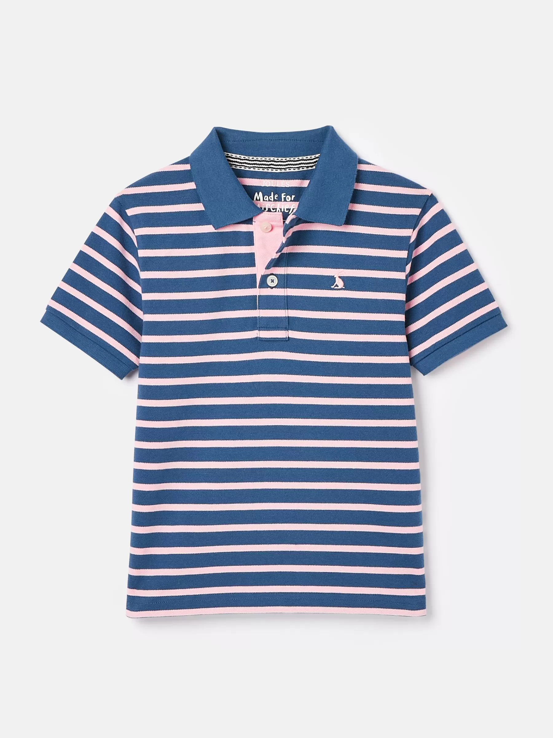 Joules Boys' Filbert Striped Pique Cotton Polo Shirt Pink Fashion