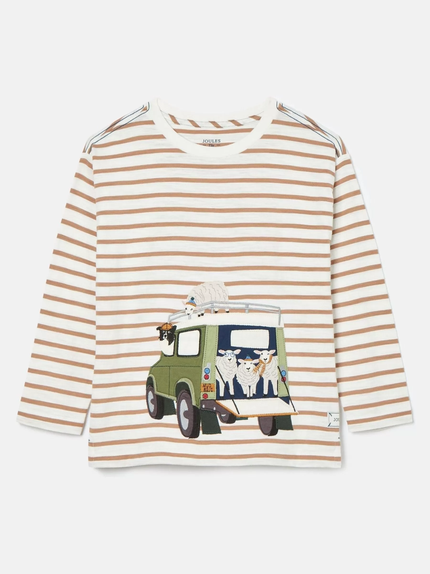 Joules Boys' Jack Cream & Natural Stripe Artwork Top Cream&NaturalStripe Best