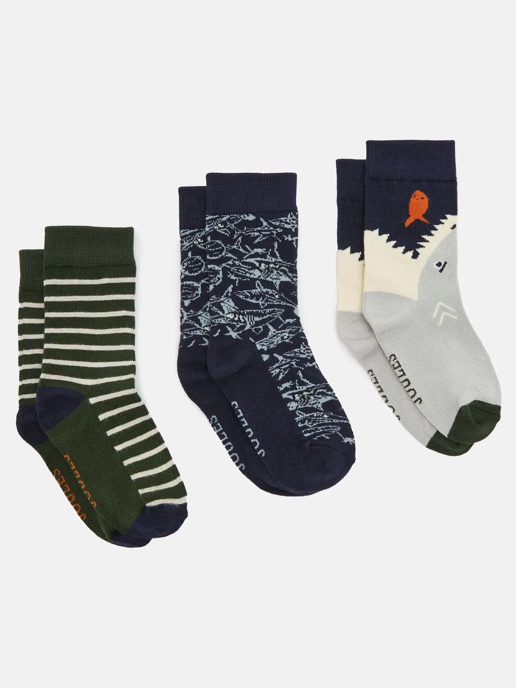 Joules Boys' Neat Feet 3 Pack Socks Green/Navy Fashion