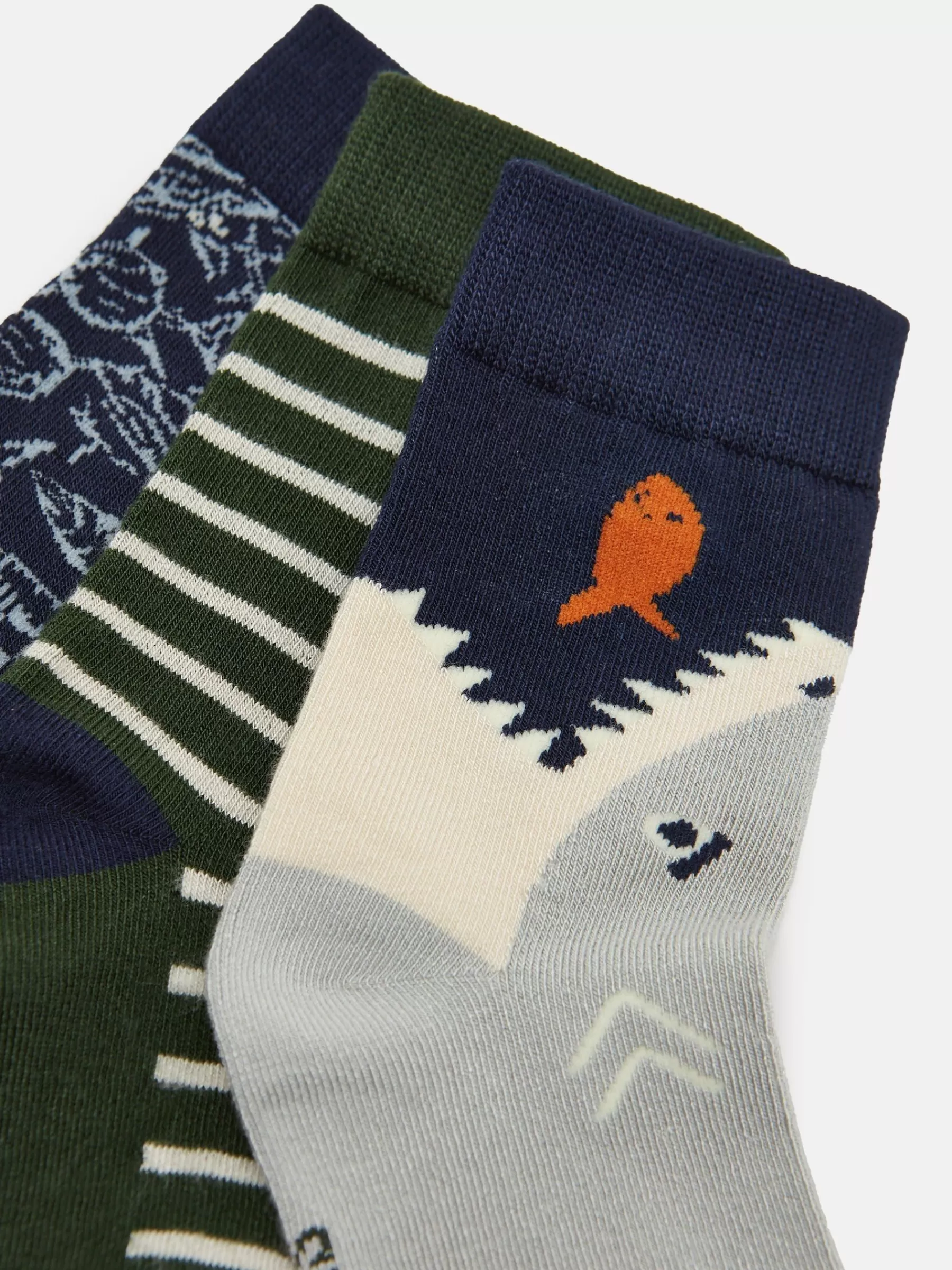 Joules Boys' Neat Feet 3 Pack Socks Green/Navy Fashion