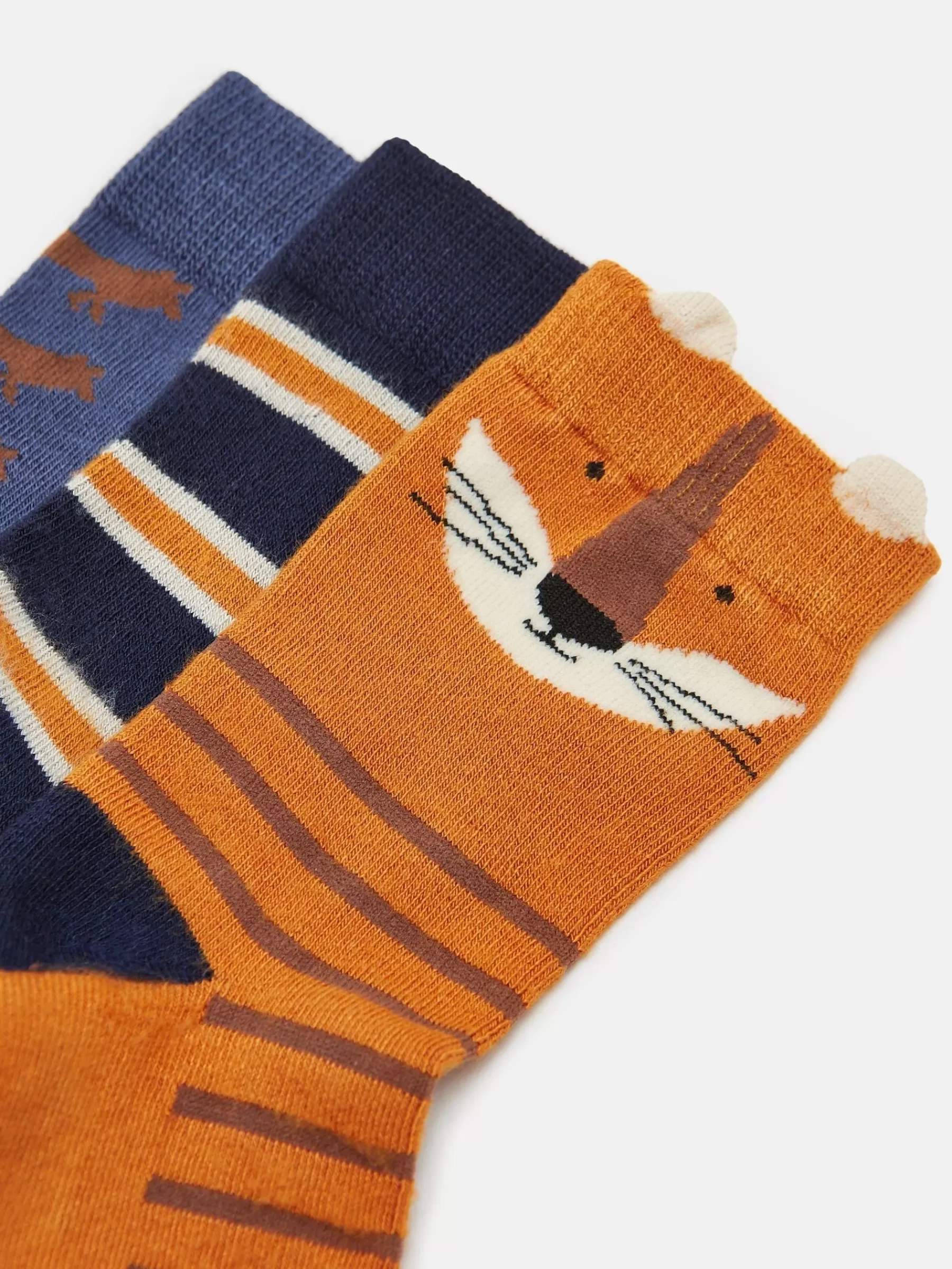 Joules Boys' Neat Feet 3 Pack Socks Orange/Navy Discount