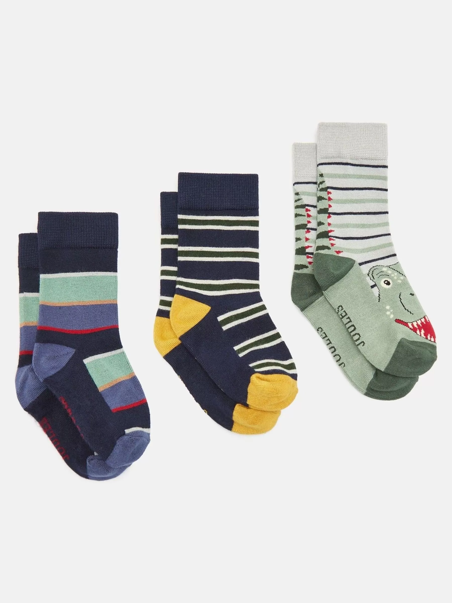 Joules Boys' Neat Feet 3 Pack Socks Stripe Outlet