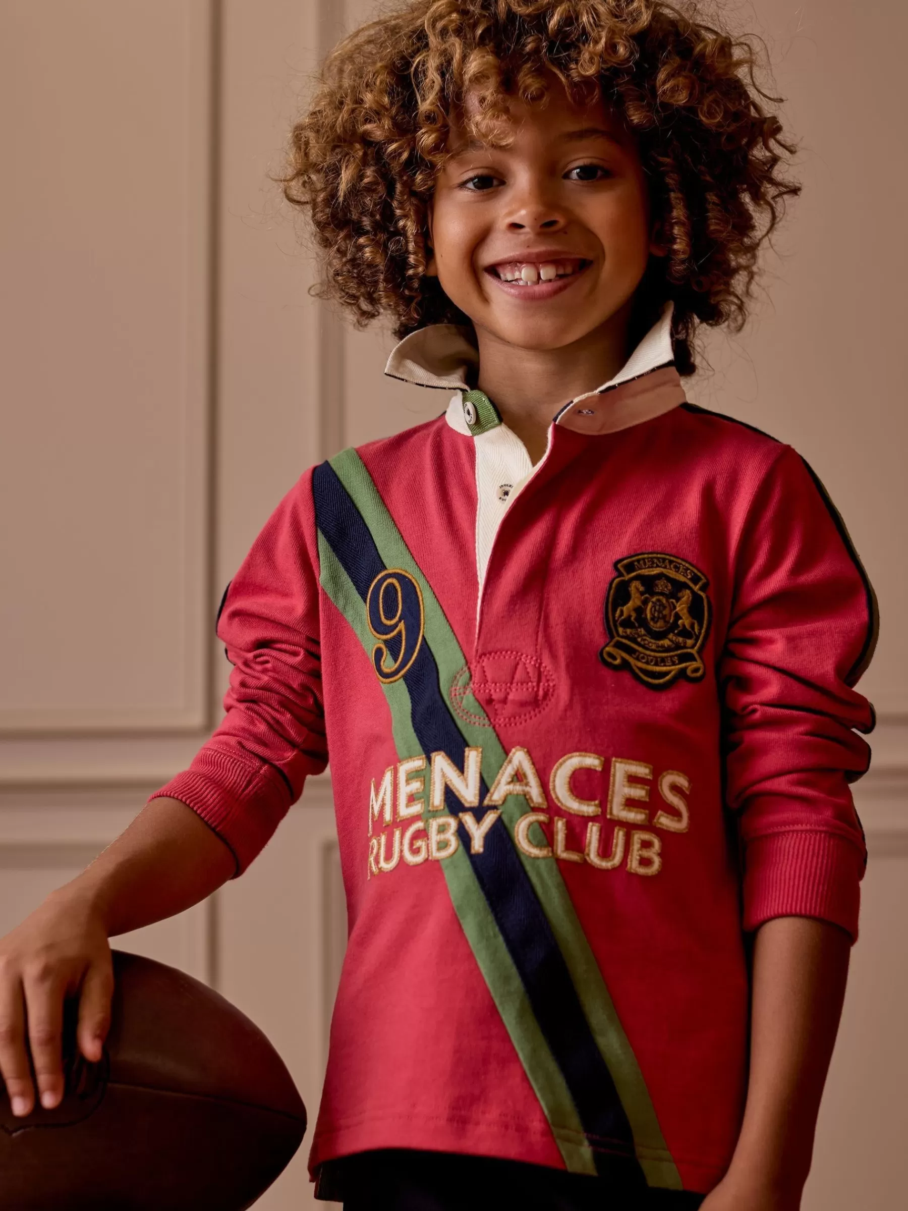 Joules Boys' Tournament Rugby Shirt Red Outlet