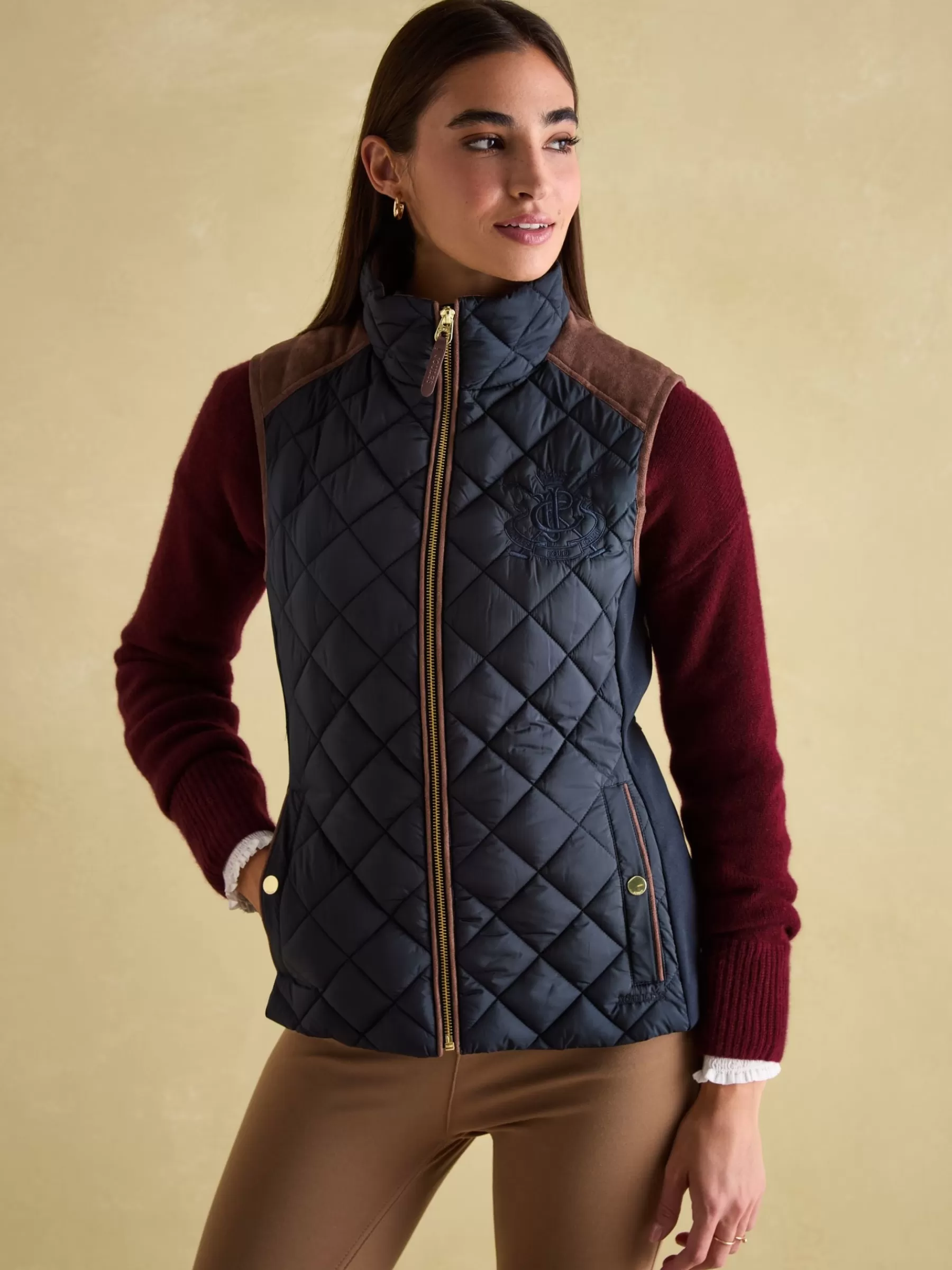 Joules Braemar Luxe Showerproof Diamond Quilted Gilet Navy Outlet