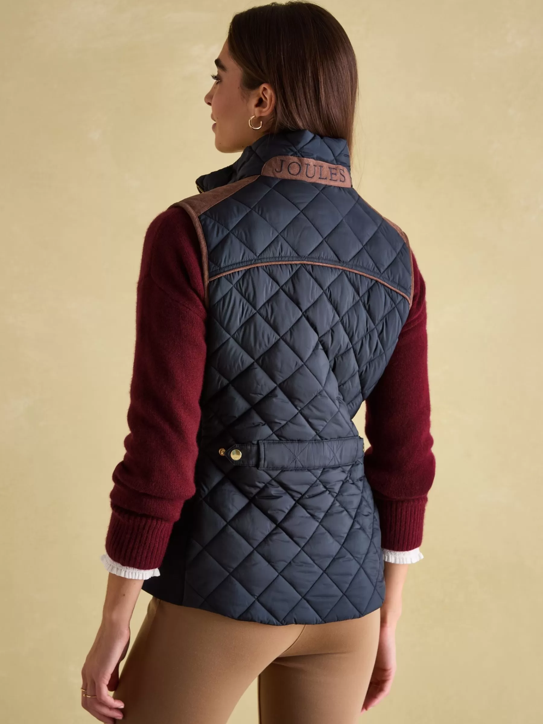 Joules Braemar Luxe Showerproof Diamond Quilted Gilet Navy Outlet