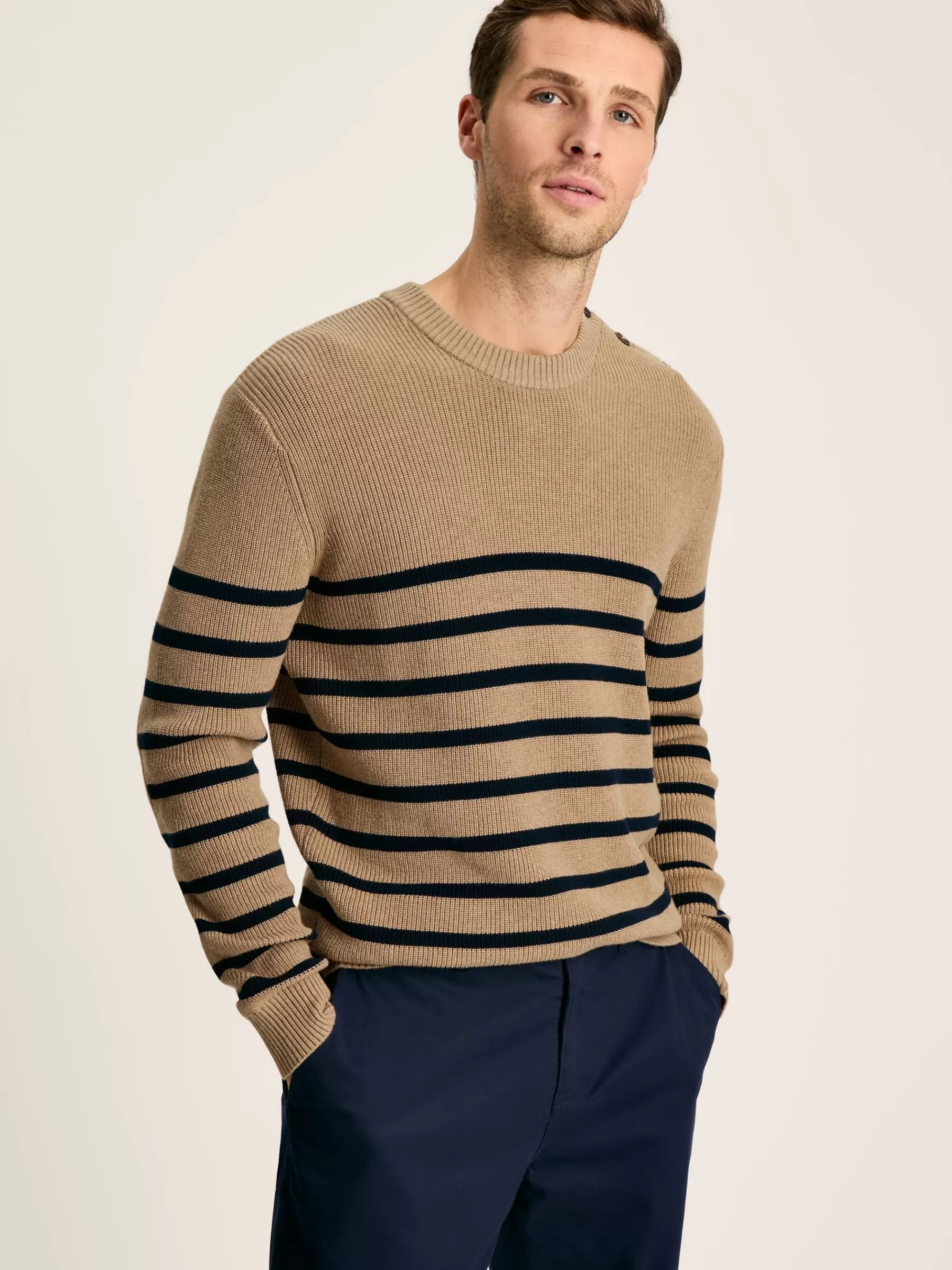 Joules Breton Navy Stripe Crew Neck Knitted Jumper NavyStripe Store