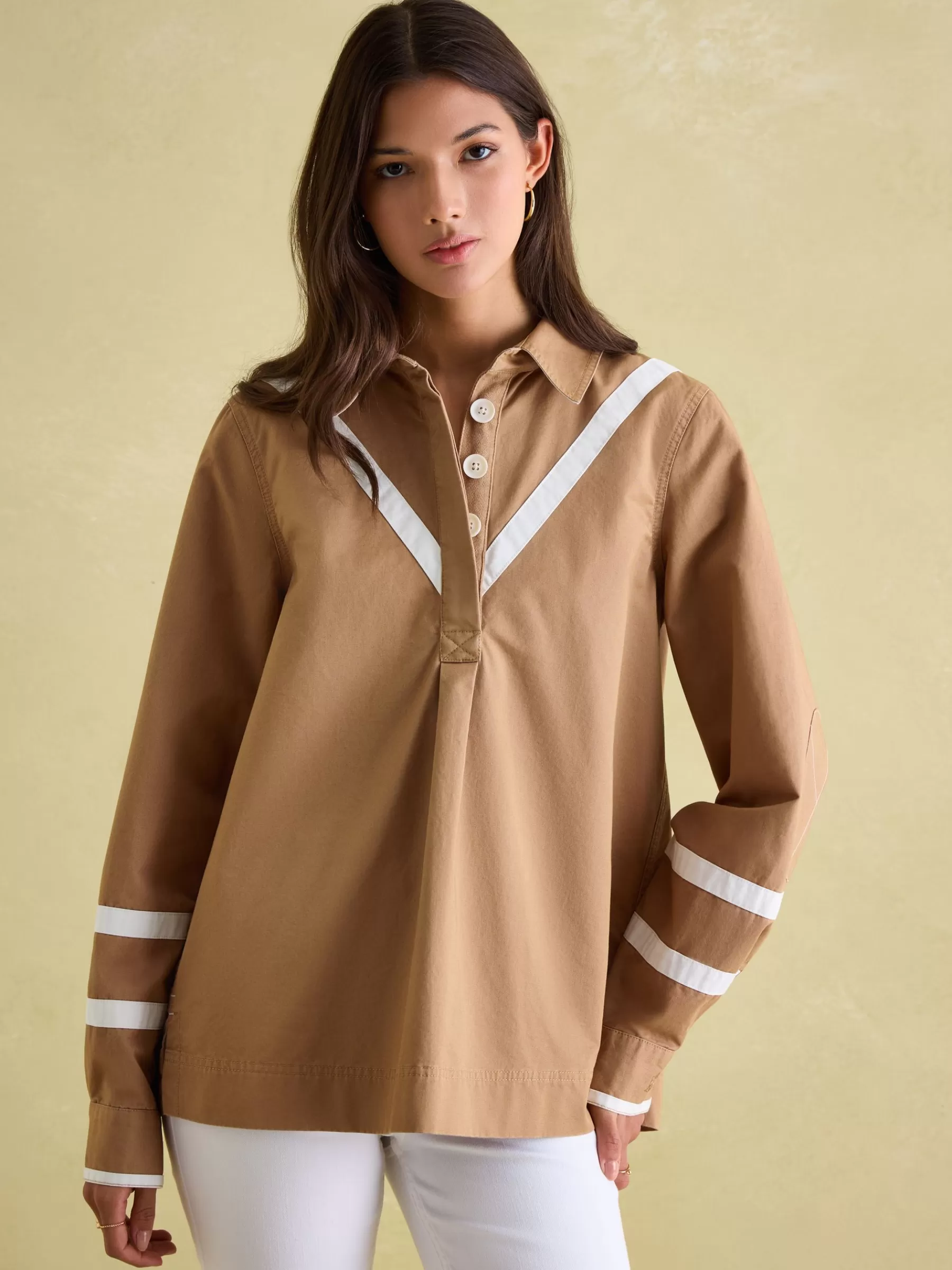 Joules Brinley Tan Brown Cotton Deck Shirt TanBrown Hot