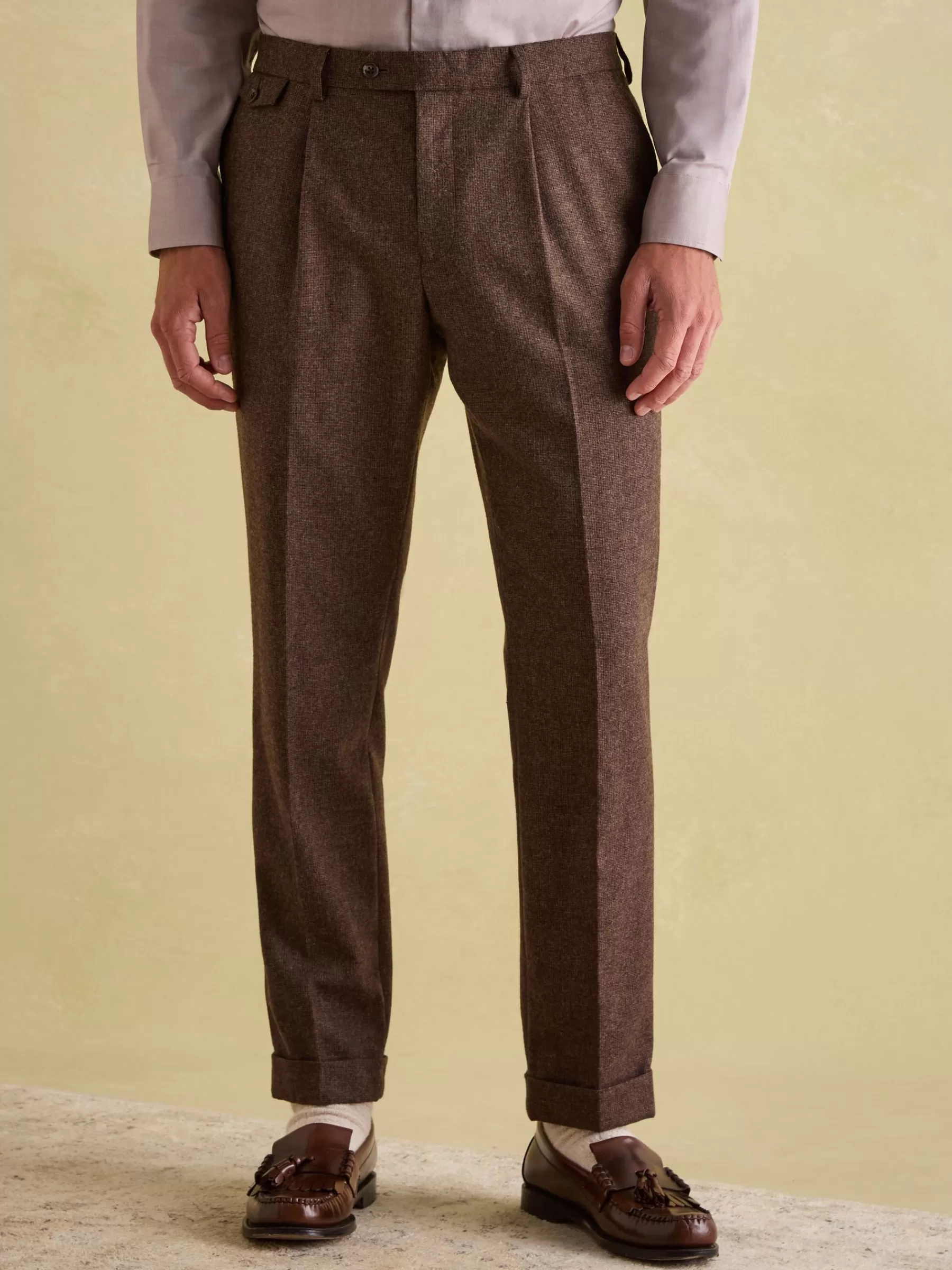 Joules Slim Fit Texture Suit Trousers Brown Outlet