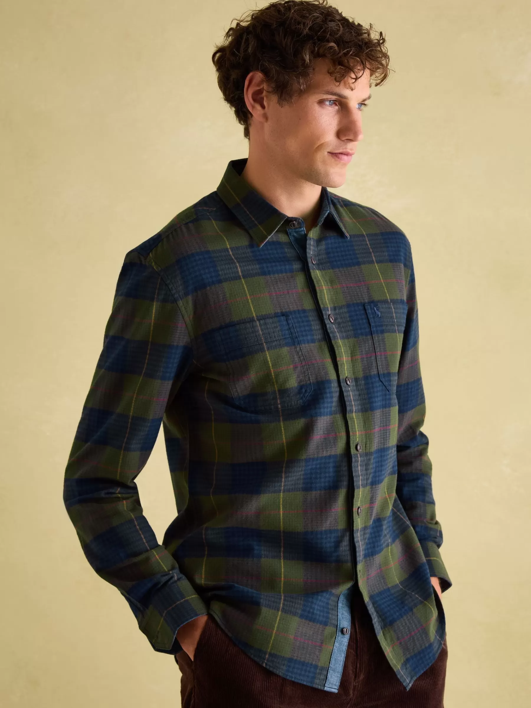 Joules Buchanan Soft Brushed Cotton Check Shirt Green Outlet