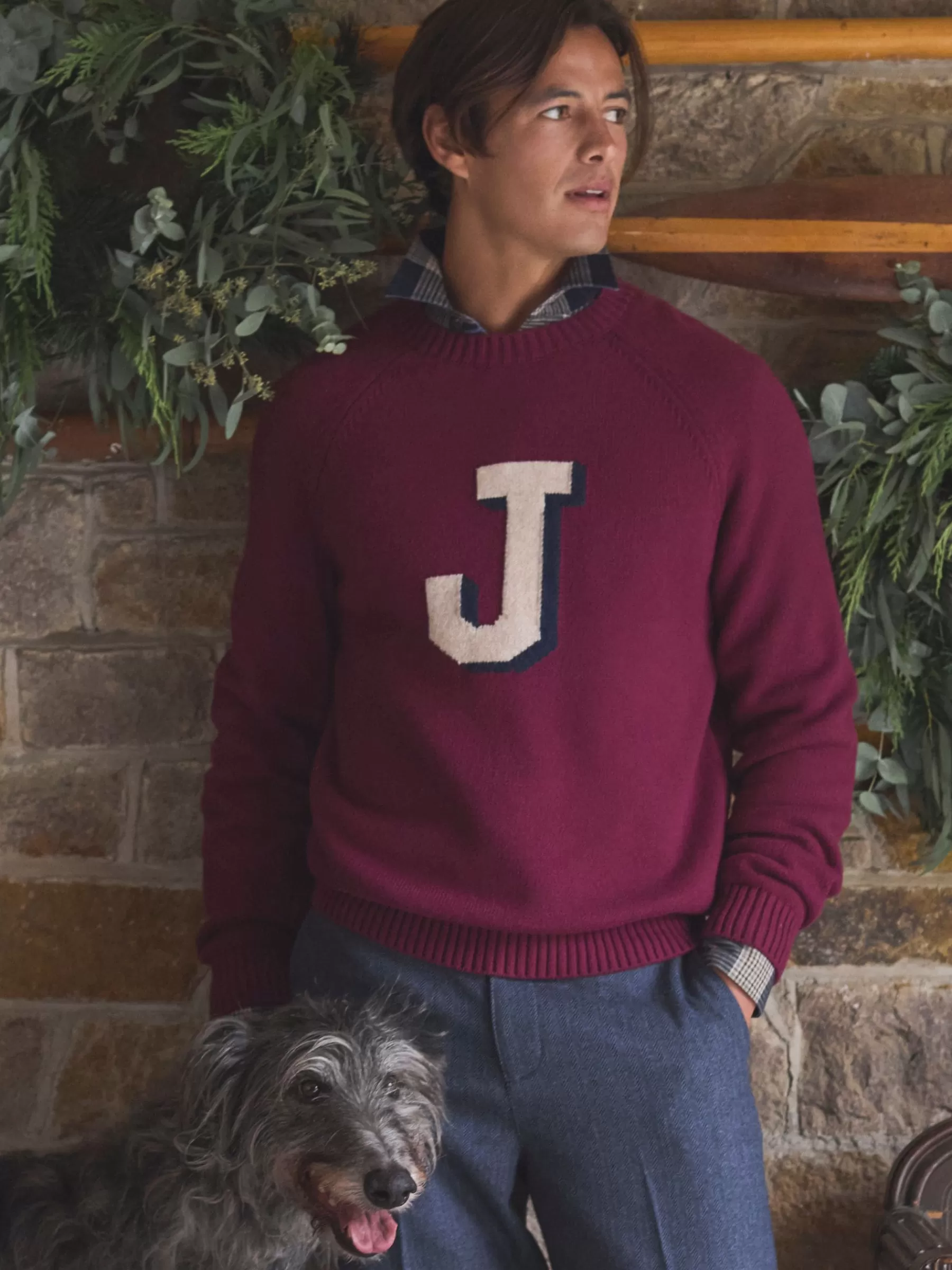 Joules 'J' Crew Neck Jumper Burgundy Cheap