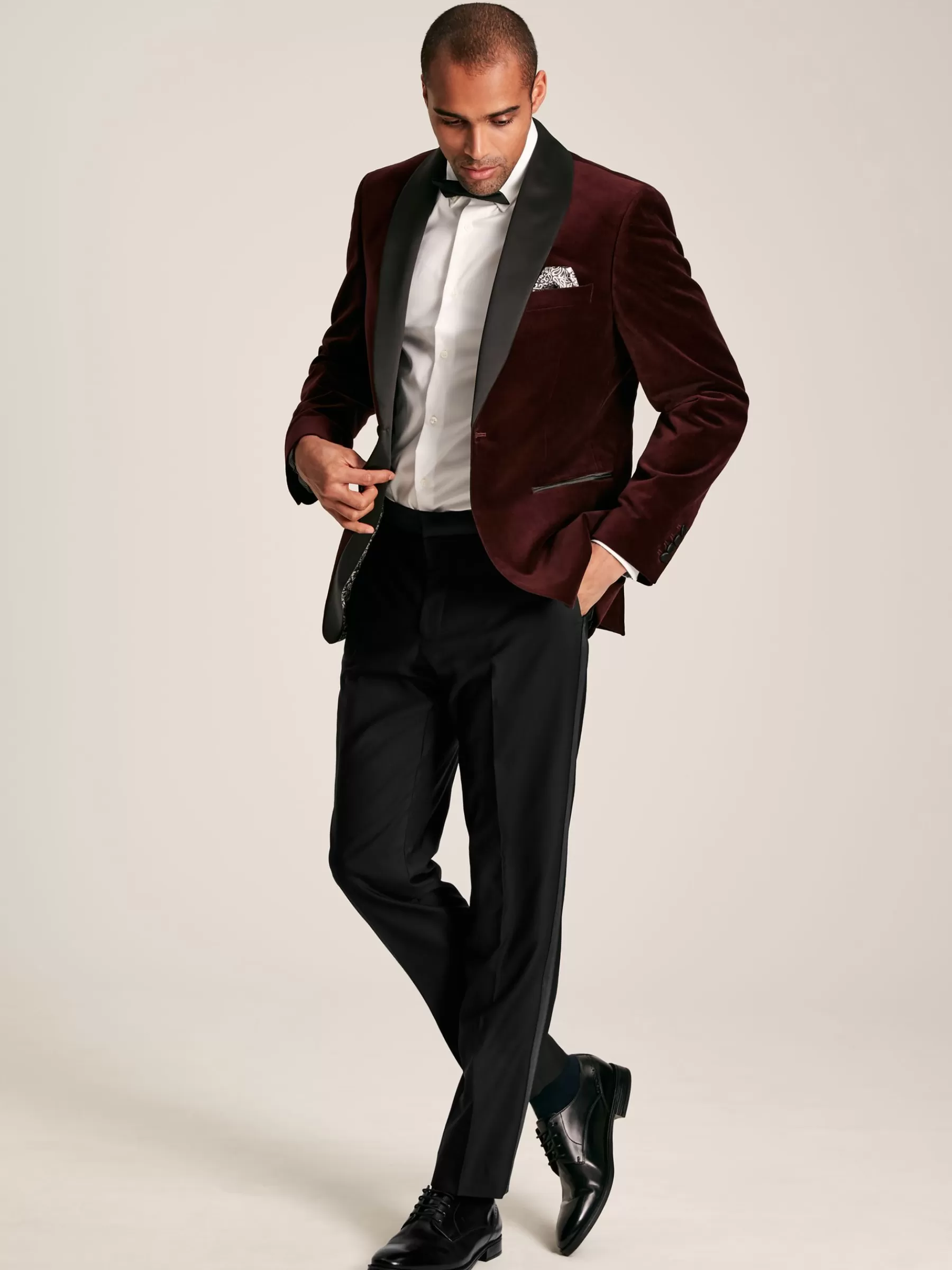 Joules Burgundy Red Slim Fit Velvet Blazer BurgundyRed Clearance