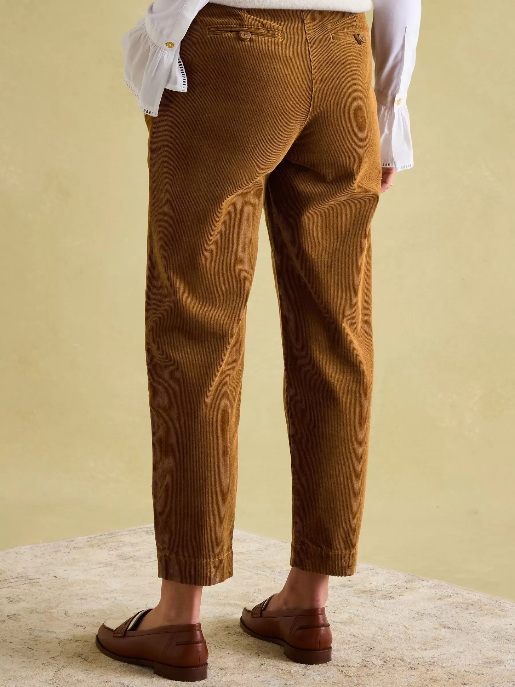 Joules Calla Tan Brown Corduroy Tapered Trousers TanBrown Outlet