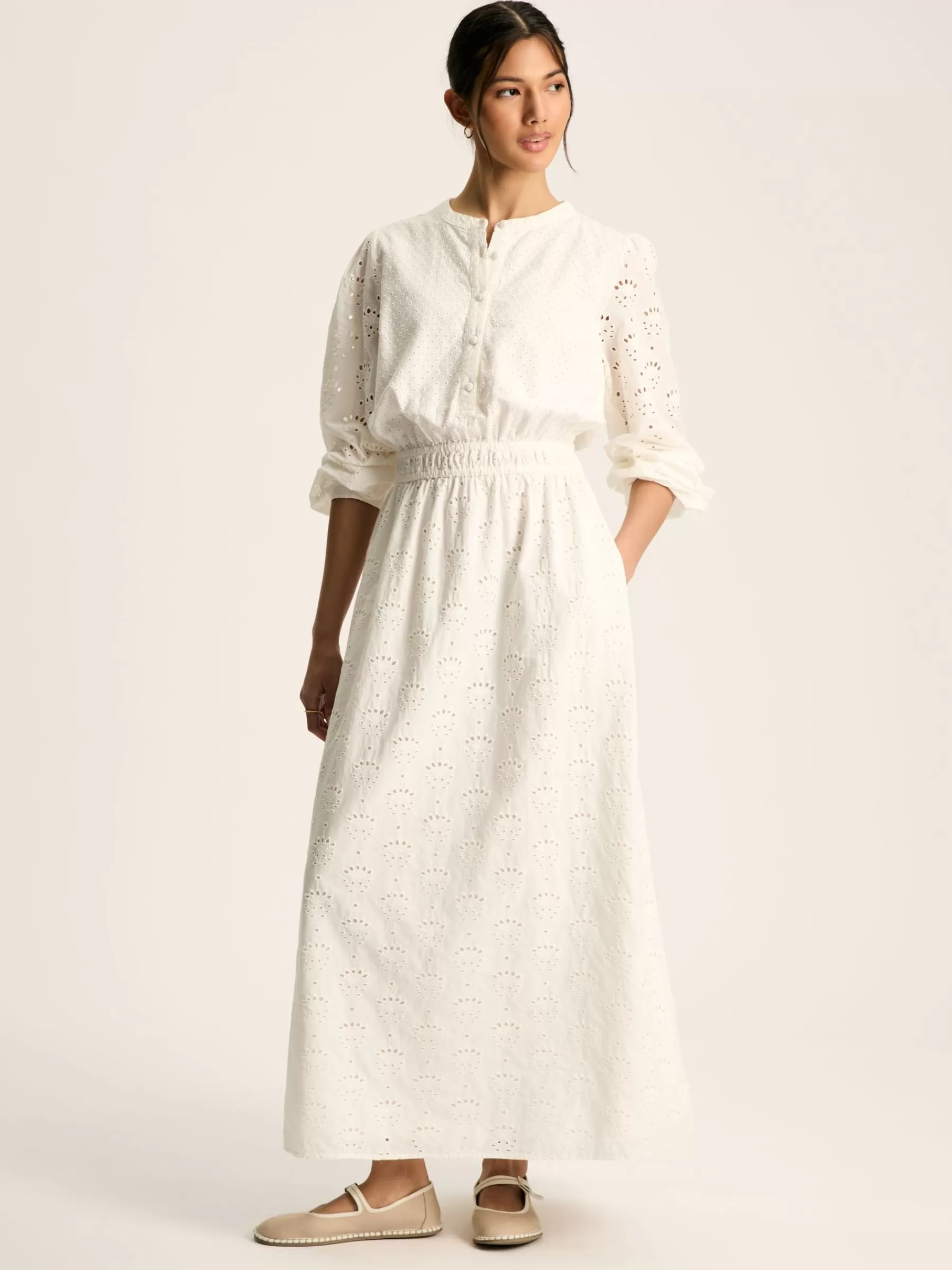 Joules Cassie Broderie Maxi Dress White Cheap