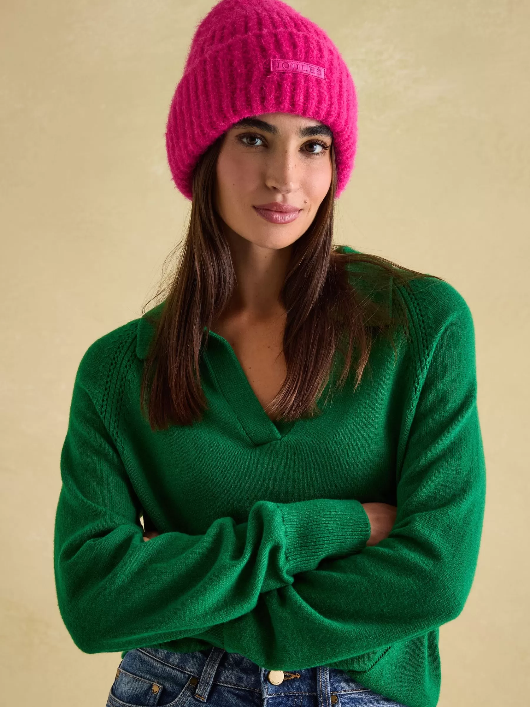 Joules Caversham Bright Pink Beanie Hat BrightPink New