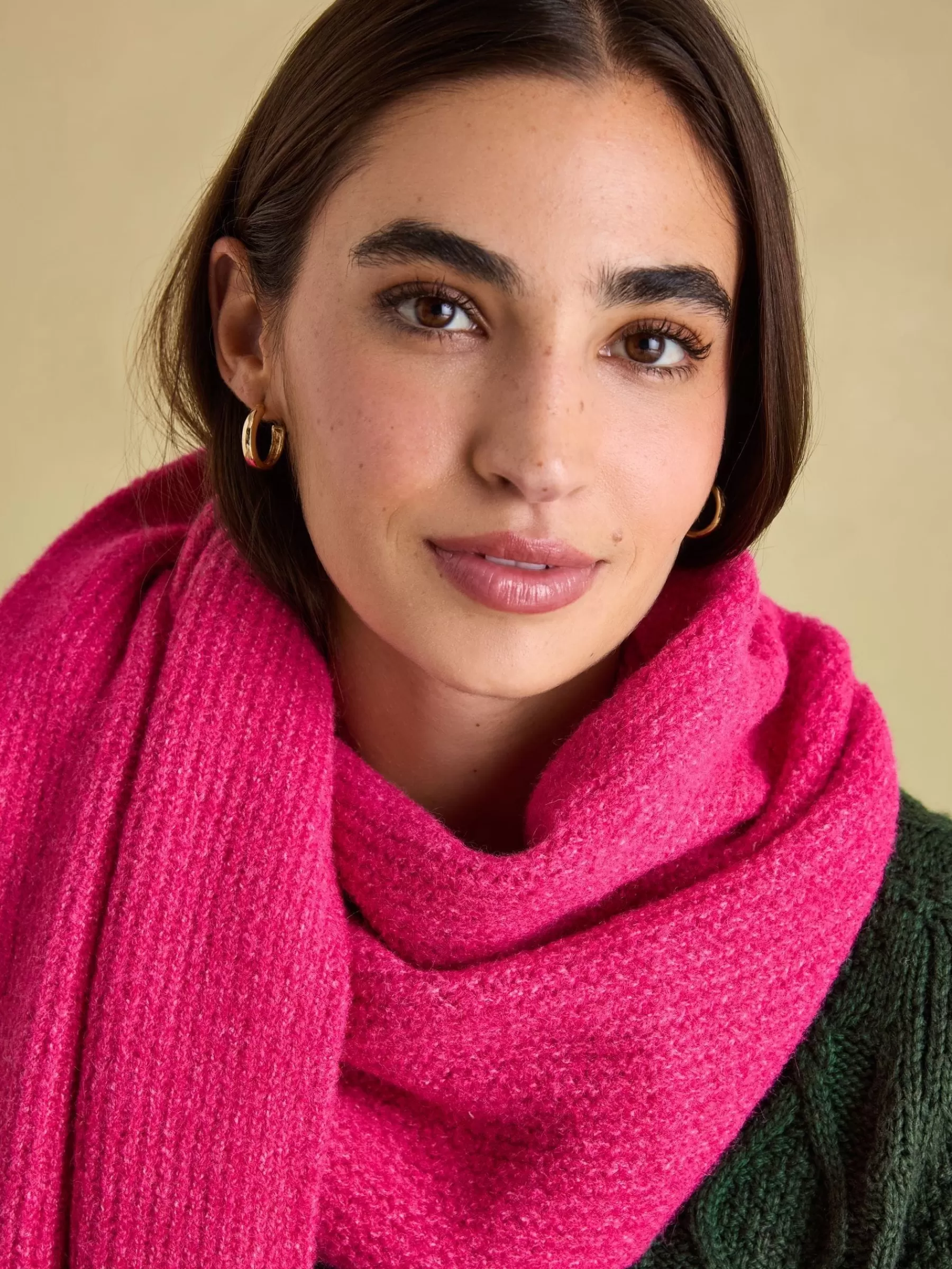 Joules Caversham Bright Pink Knitted Scarf BrightPink Clearance