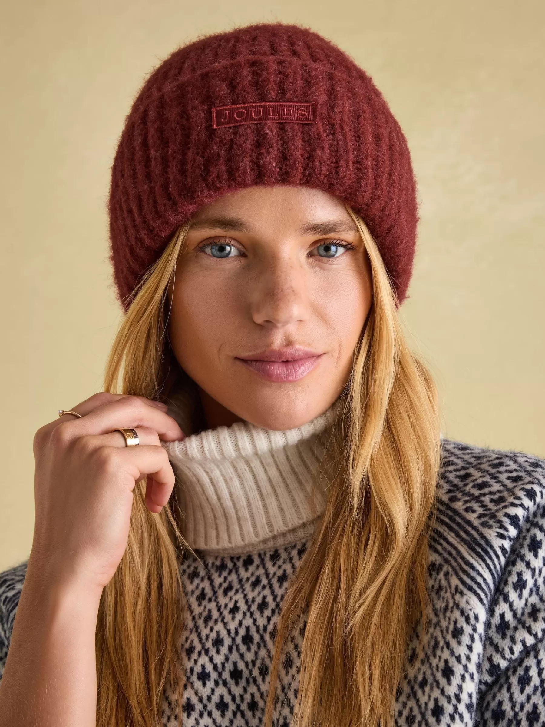 Joules Caversham Beanie Hat Burgundy Flash Sale