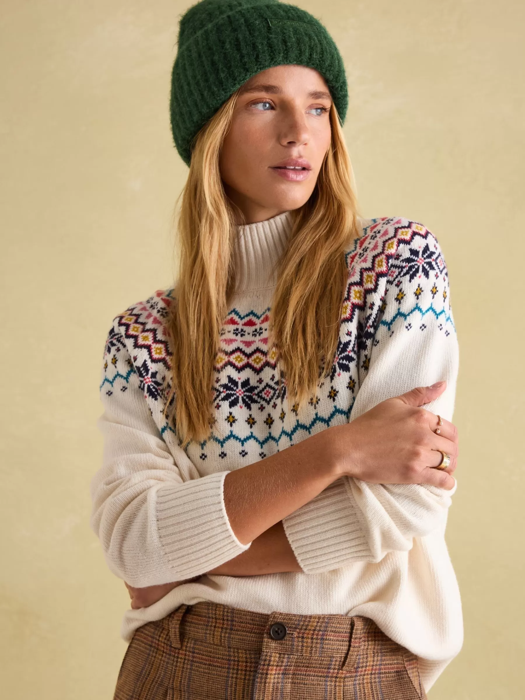 Joules Caversham Beanie Hat Green Flash Sale