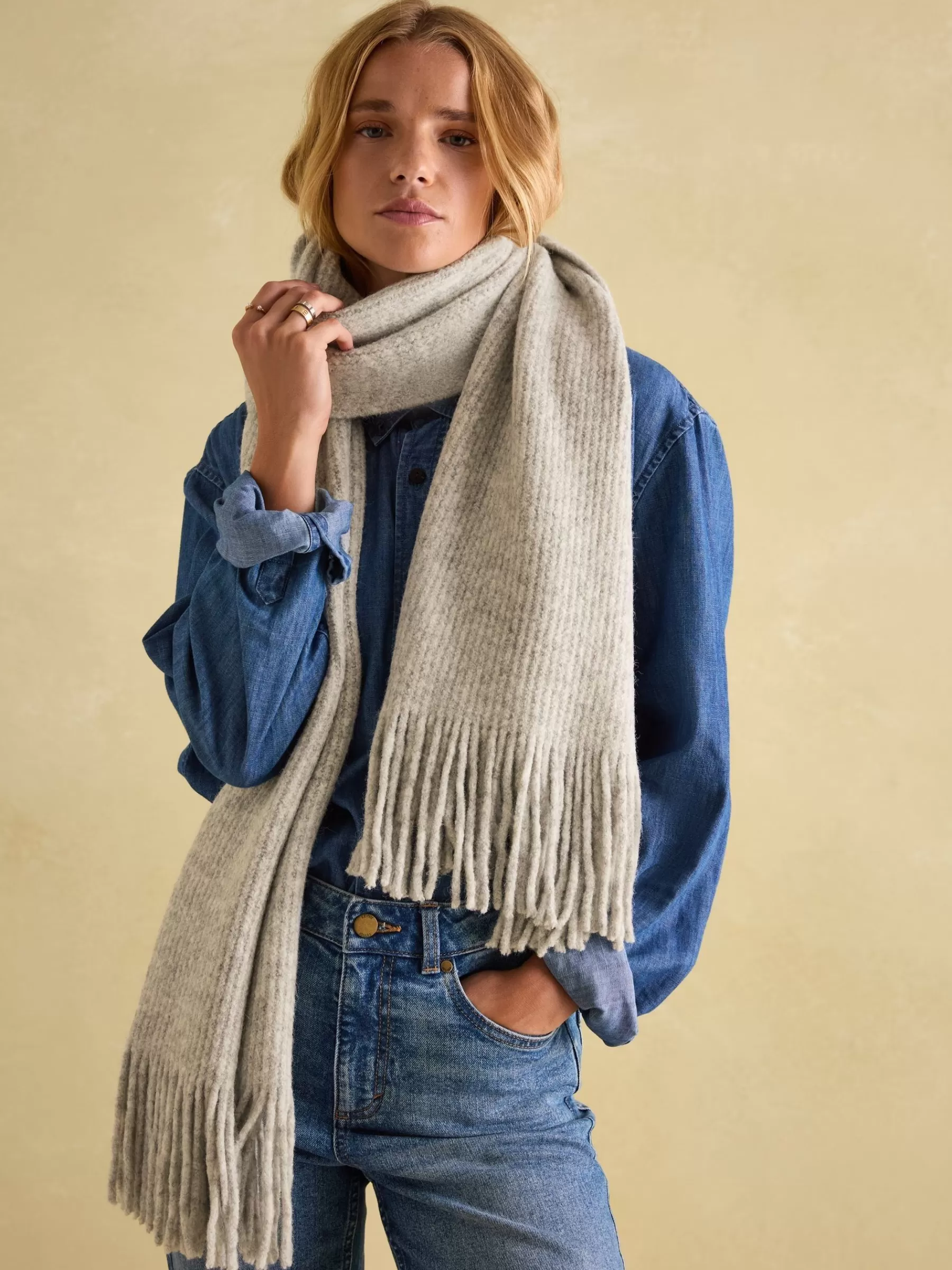 Joules Caversham Knitted Scarf Grey Outlet