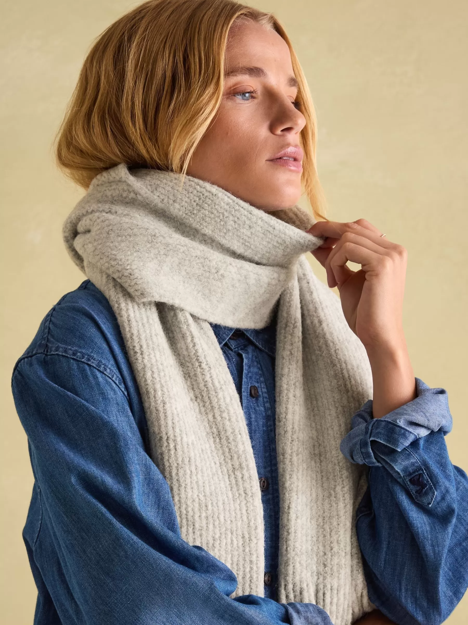 Joules Caversham Knitted Scarf Grey Outlet